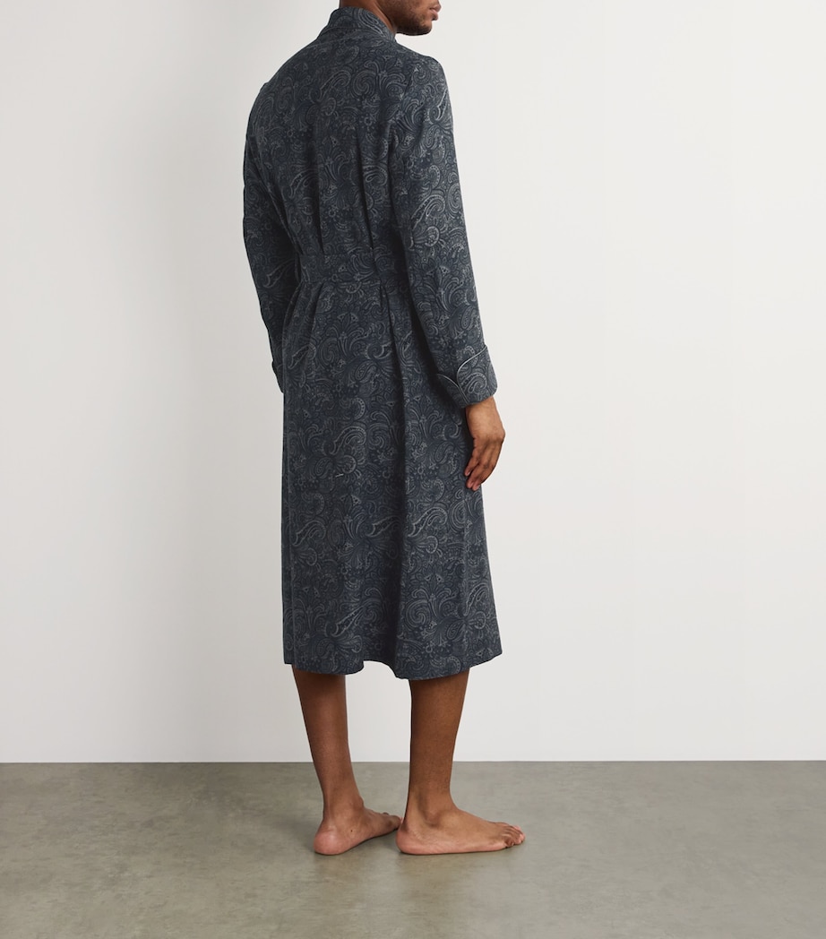 Wool Paisley Print Dressing Gown DARK BLUE Image 3
