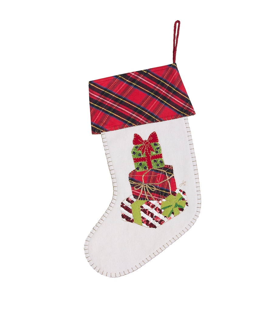 Jan Constantine Tartan Gift-Embroidered Christmas Stocking Cream / Tartan Image 1