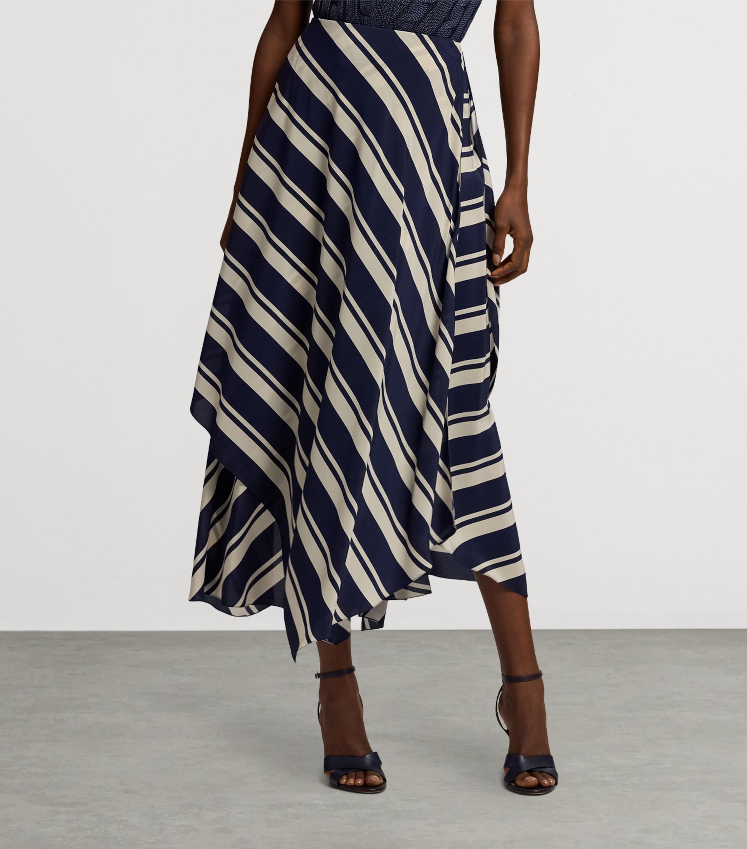 Silk Tilda Striped Maxi Skirt BLUE Image 7