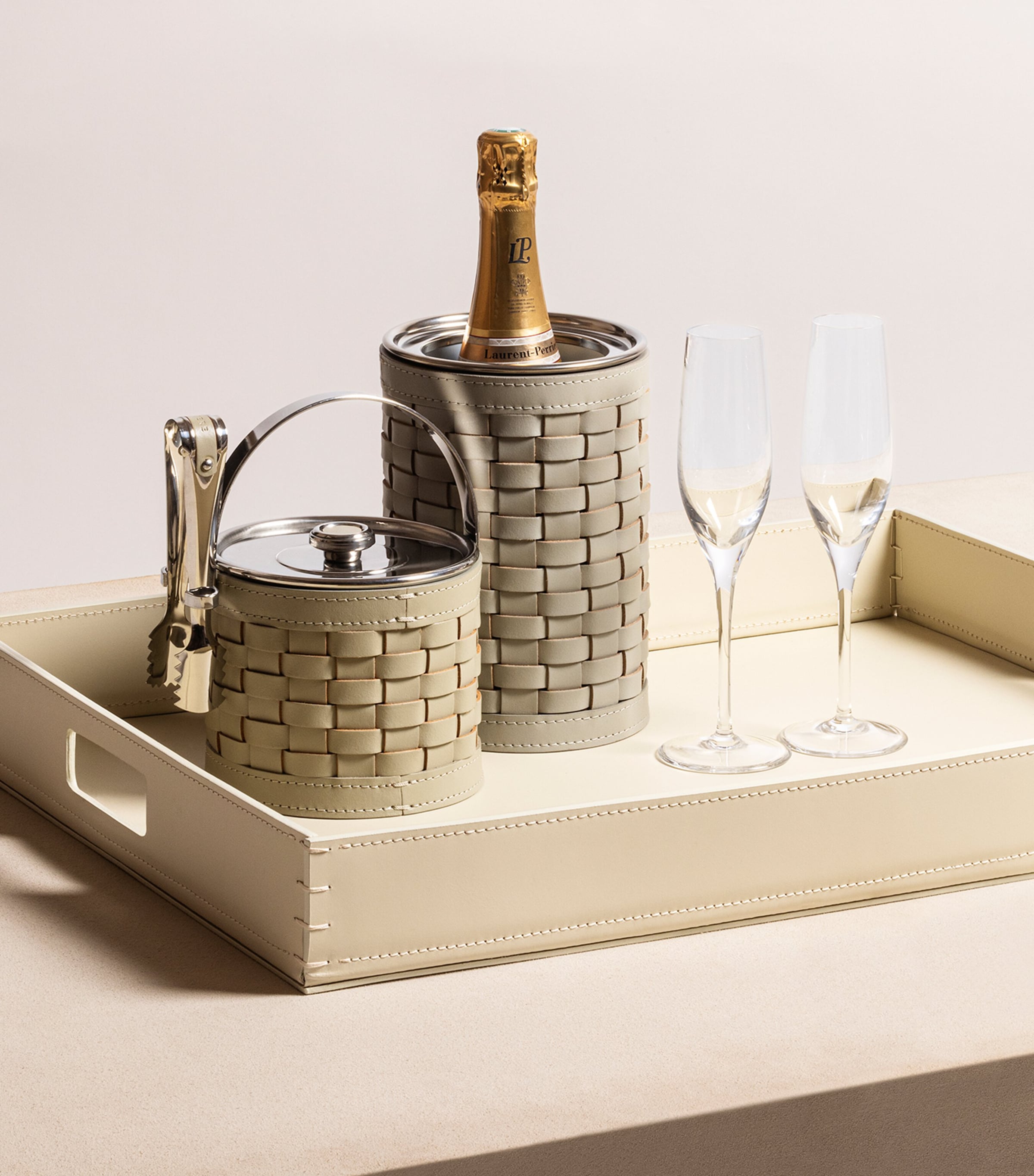 Riviere Leather Barcelona Tray (63.5cm x 46.5cm) Ivory Image 2