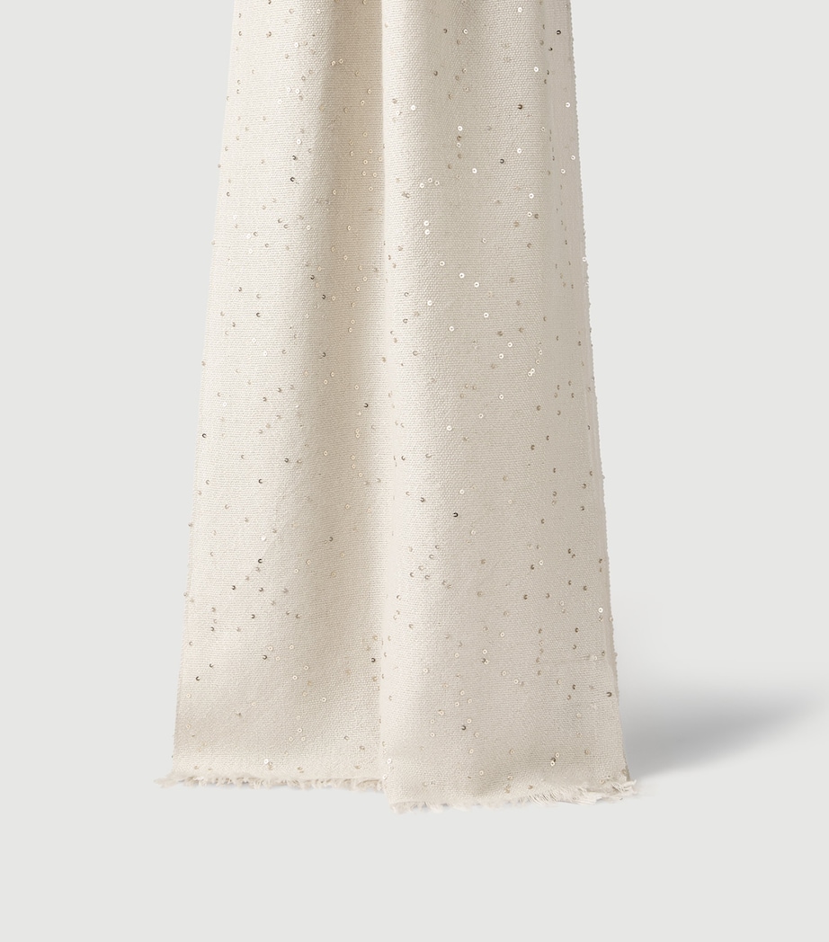 Brunello Cucinelli Womens Cashmere-Silk Embellished Scarf Image 2