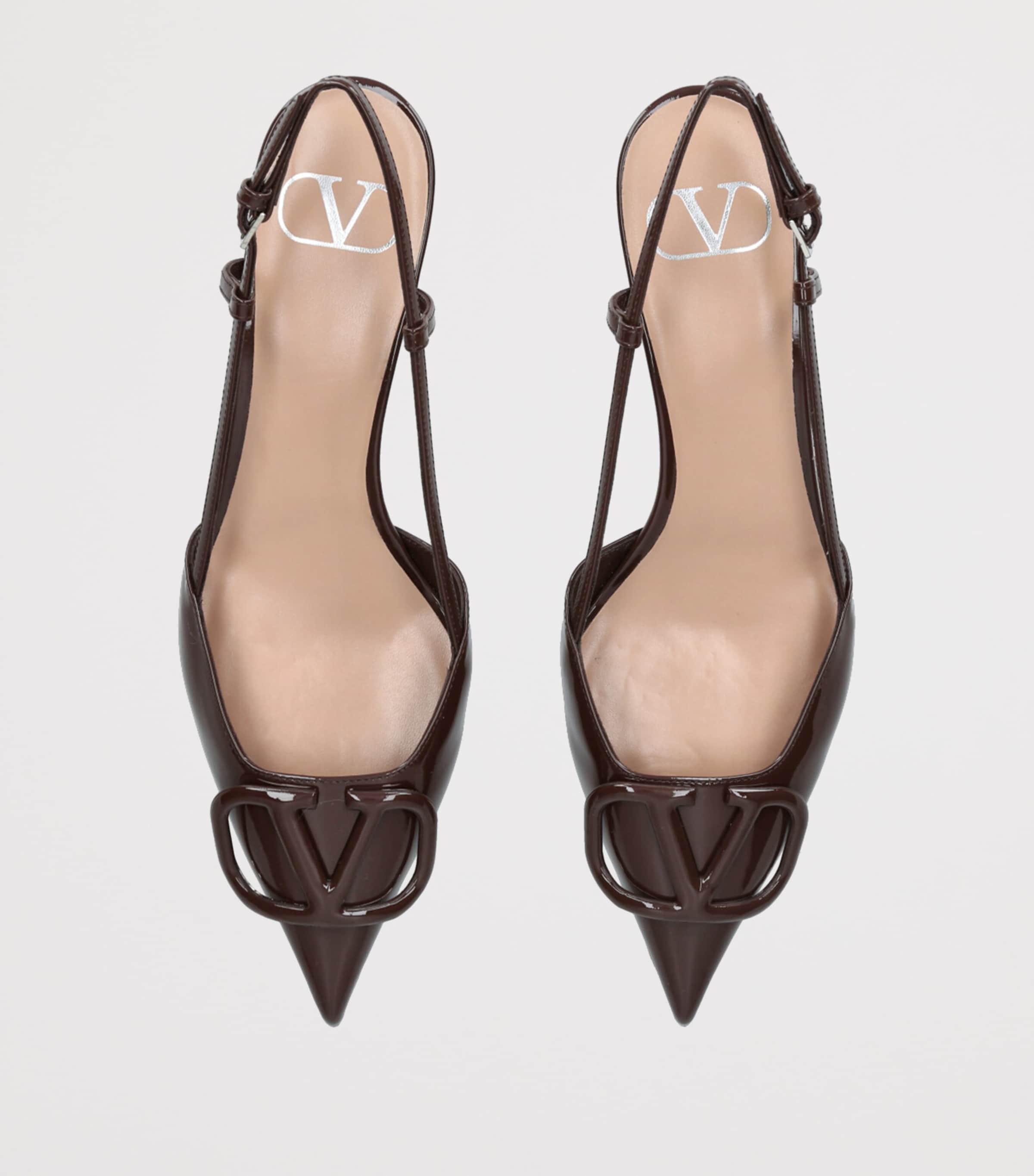 Patent Leather VLogo Slingback Pumps 40 BROWN Image 4