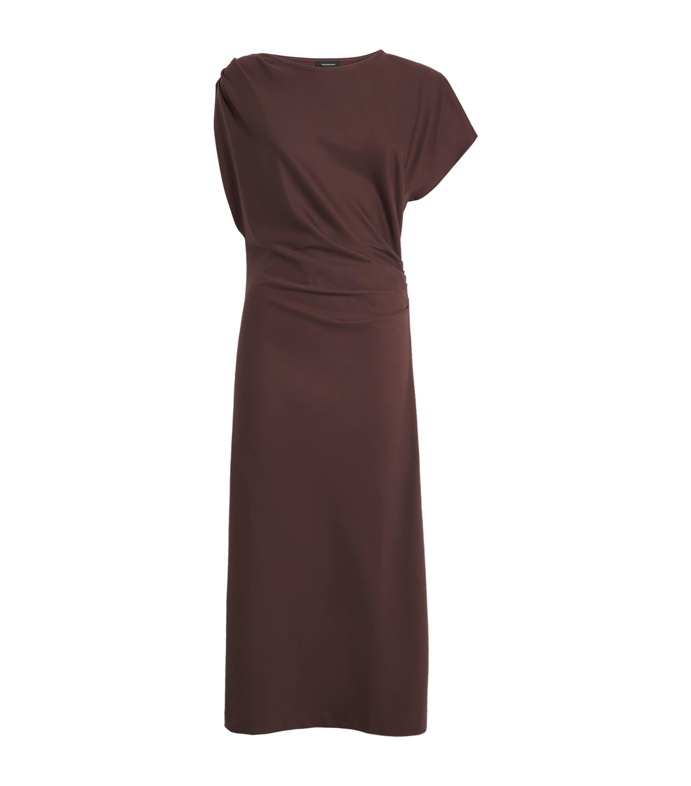 Yves Salomon Womens Cotton-Silk Asymmetric Midi Dress Image 1