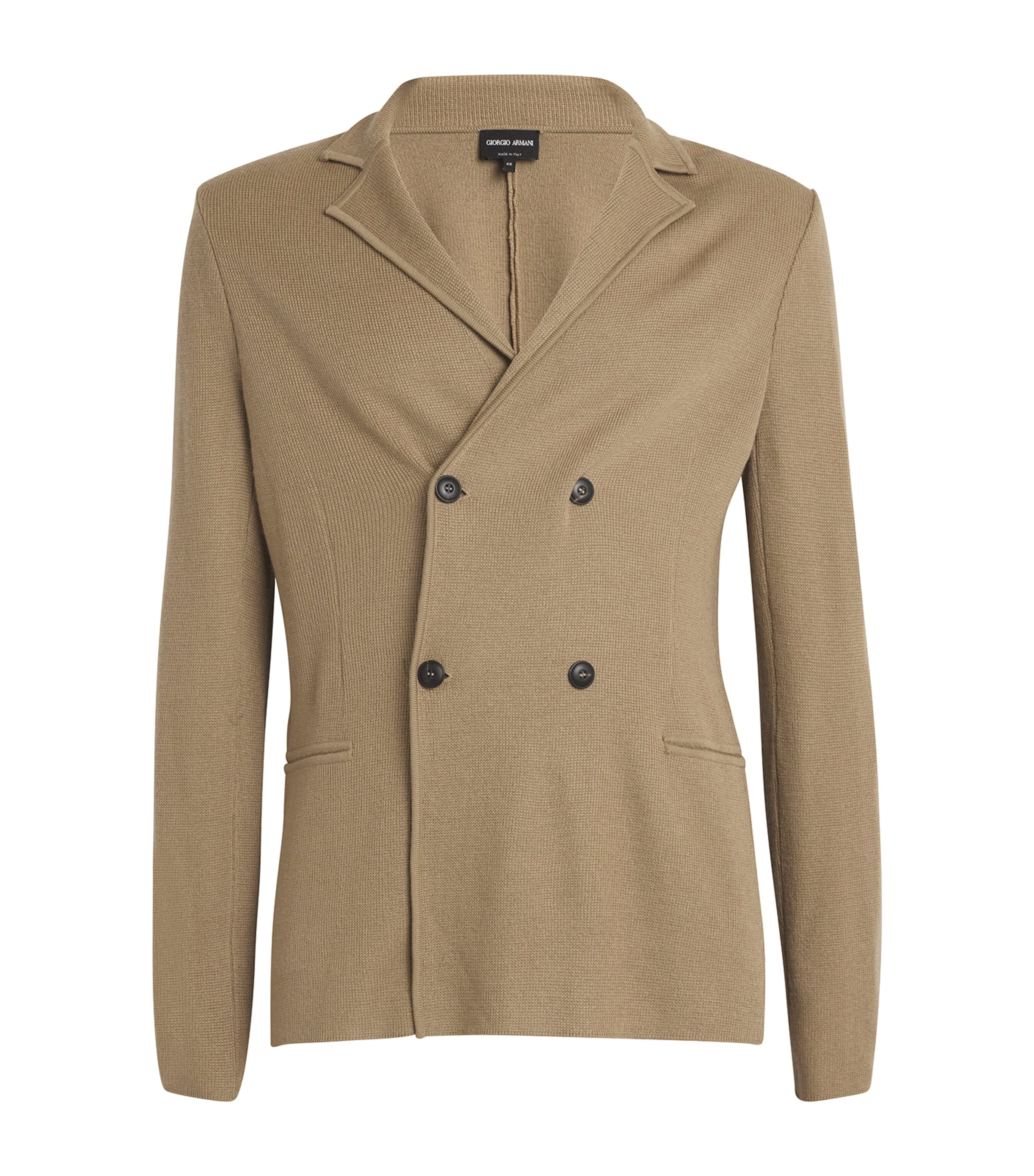 Giorgio Armani Virgin Wool-cashmere Blazer In Beige