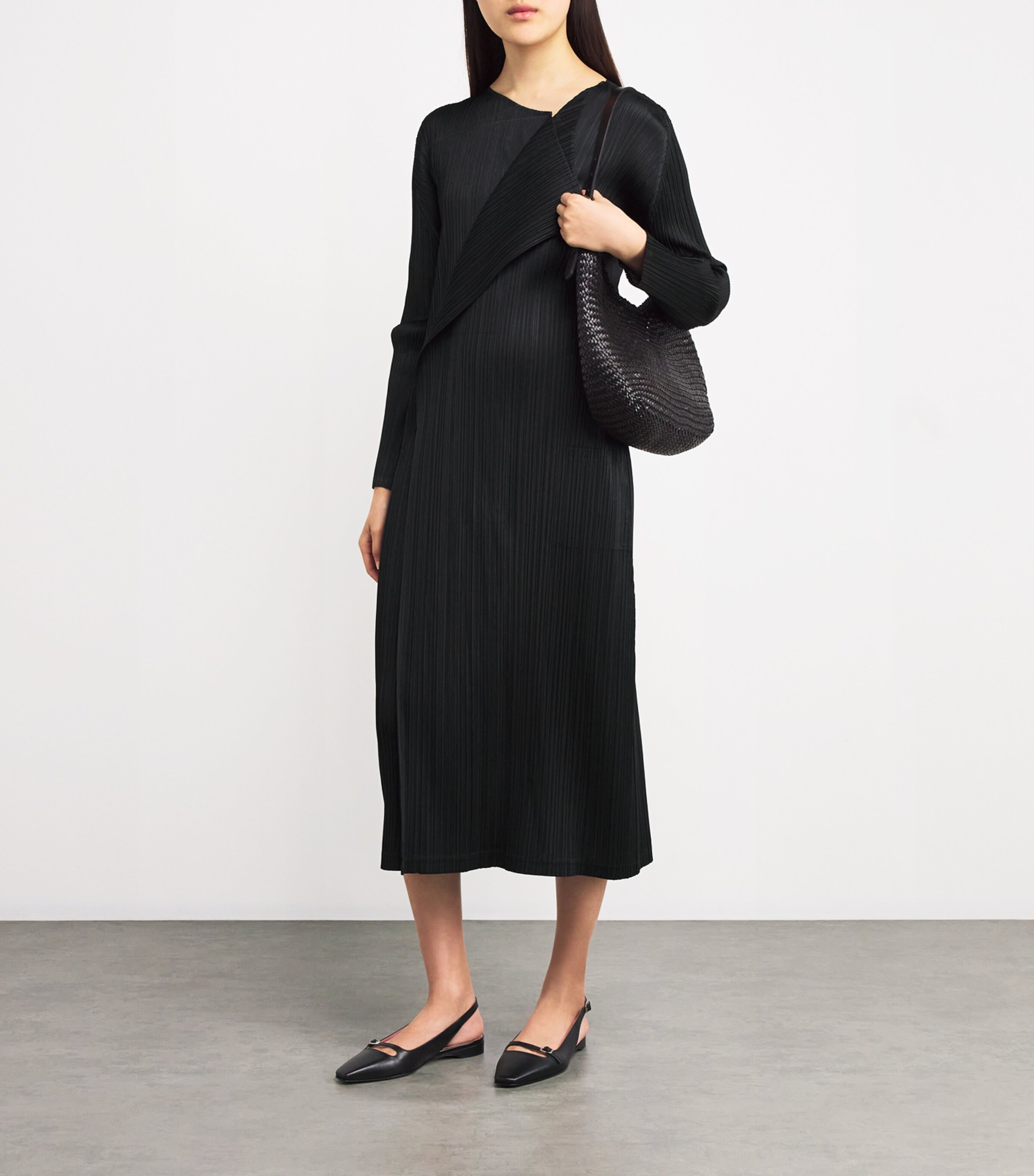 Pleats Please Issey Miyake Black Light Wave Midi Dress | Harrods CA