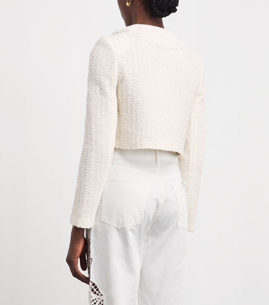 Self-Portrait Womens Bouclé Lace-Collar Jacket Cream Image 5