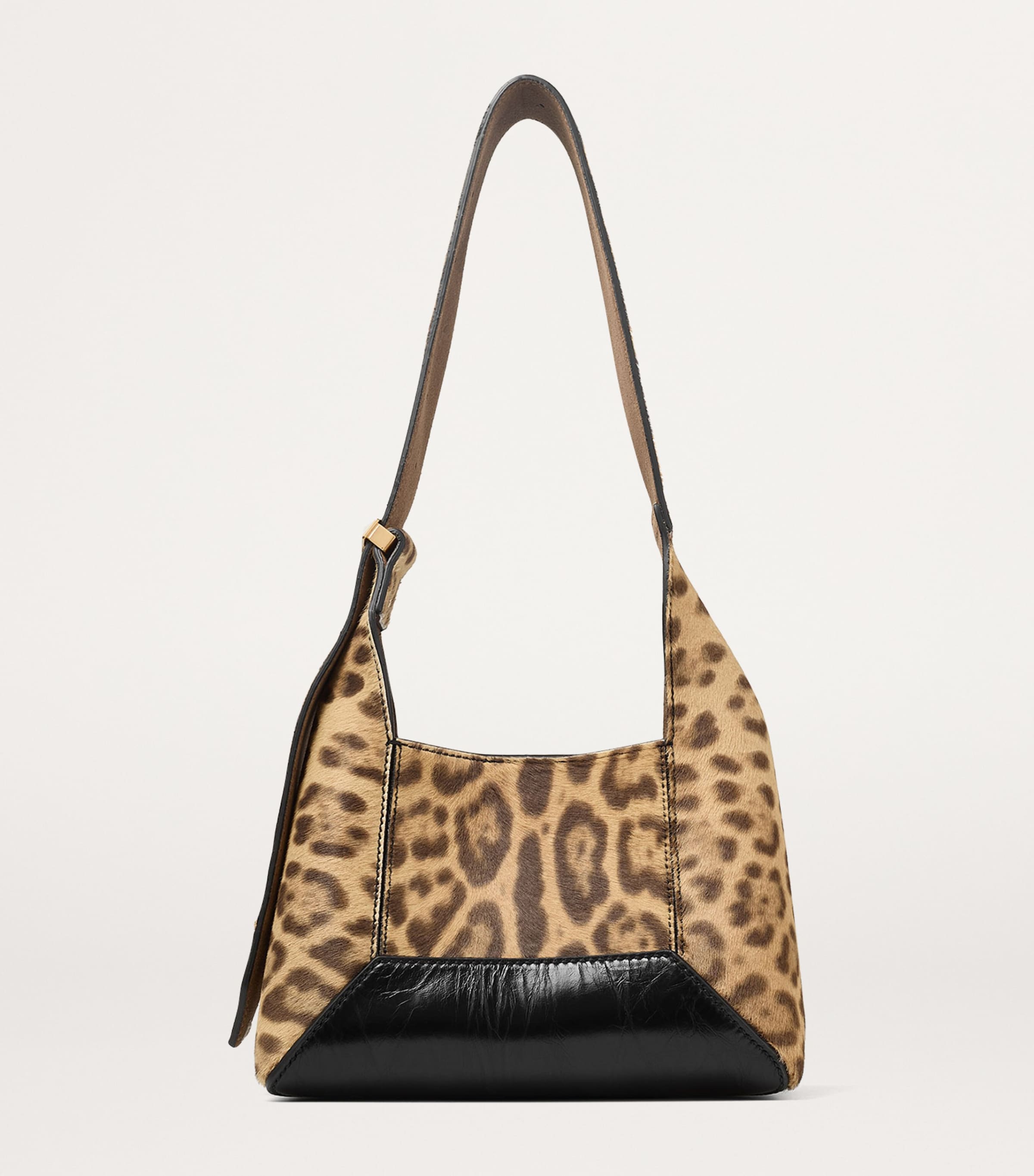 Small Leather Leopard Diamond Shoulder Bag NATURAL/BLACK/GOLD Image 4