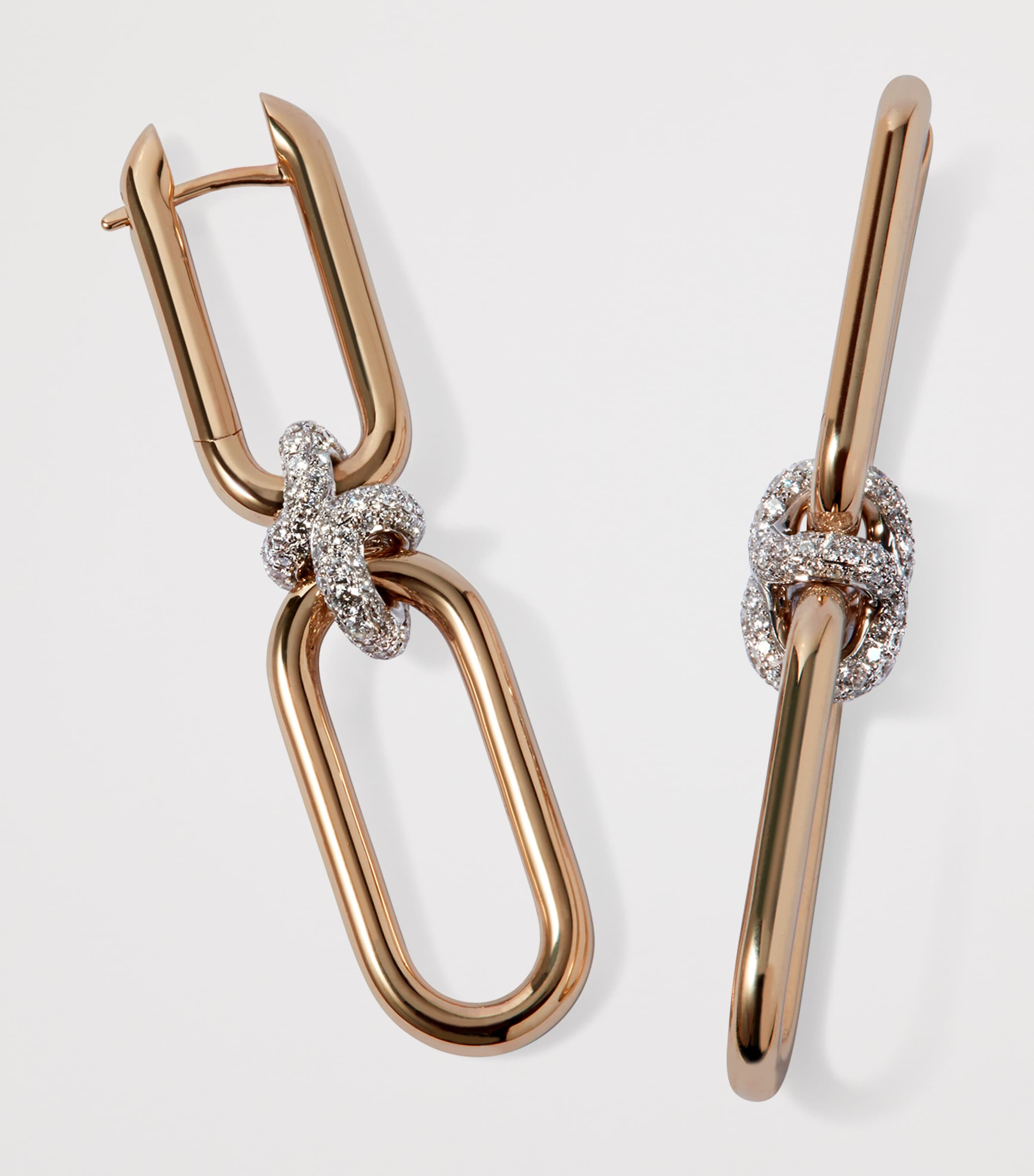 Yellow, White Gold and Diamond Knuckle Dust Double Hoop Earrings YELLOW GOLD Image 2