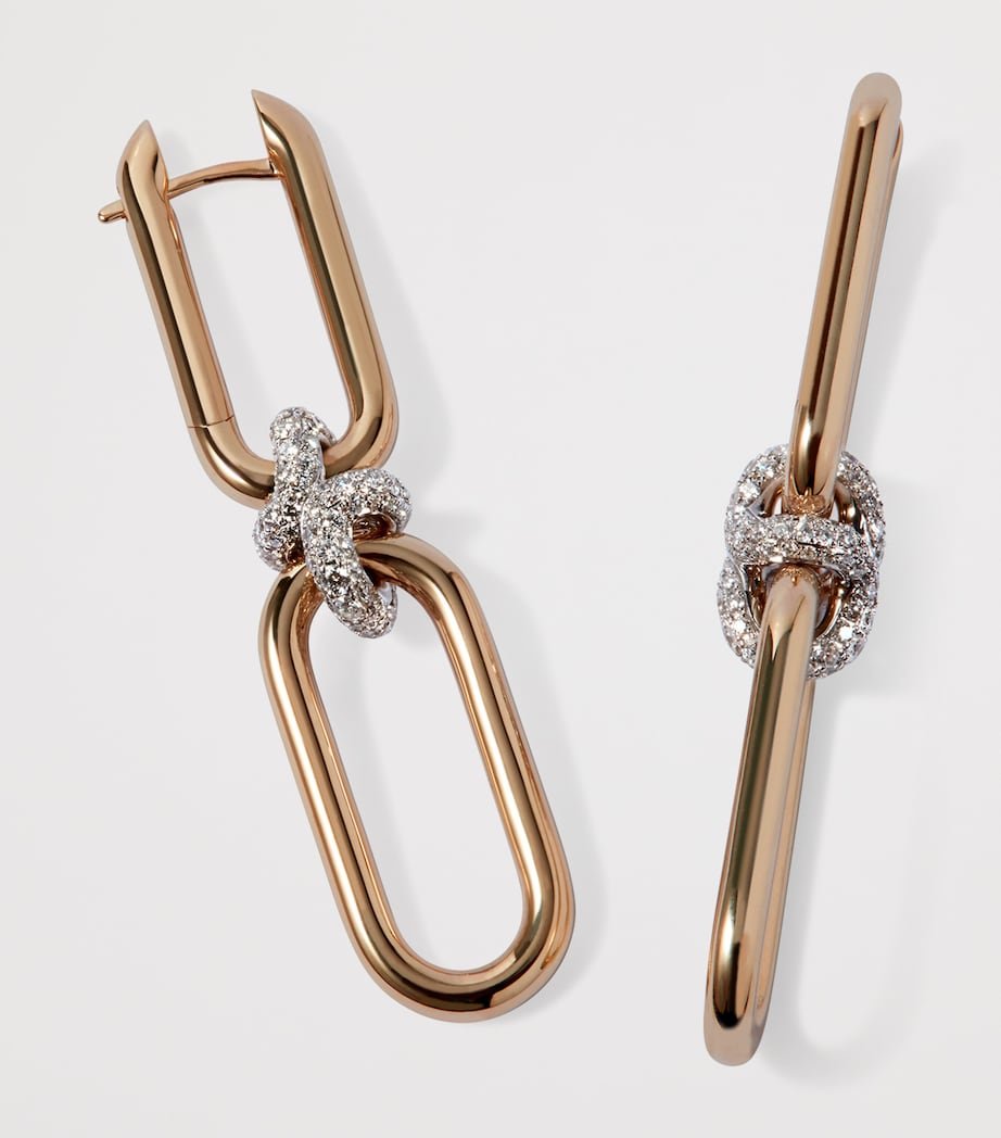 Yellow, White Gold and Diamond Knuckle Dust Double Hoop Earrings YELLOW GOLD Image 2