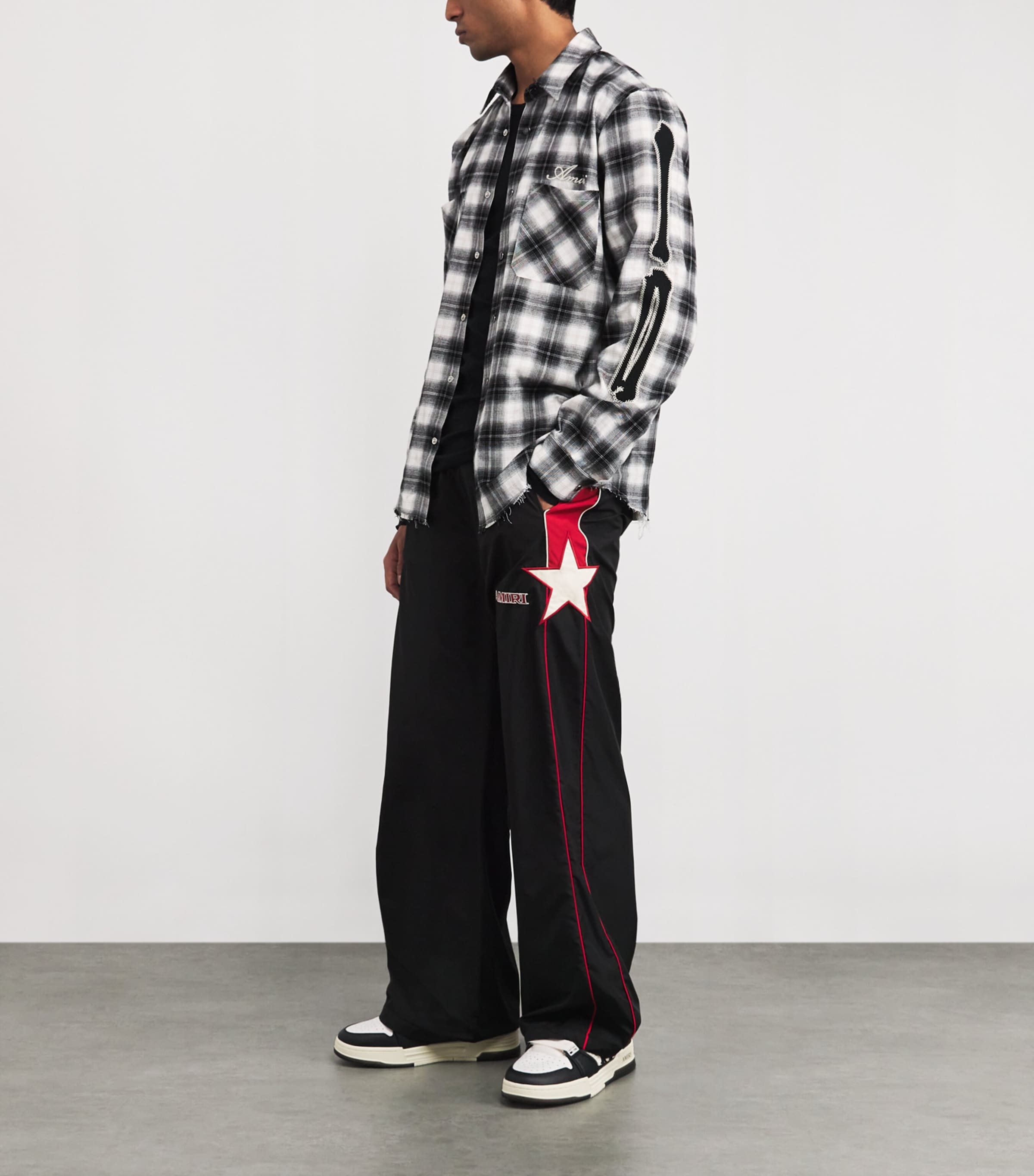 Cotton Flannel Bones Overshirt BLACK Image 2