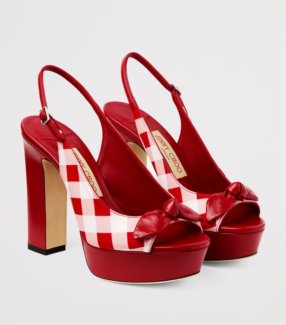 Jimmy Choo Ziva 120 Gingham Sandals Ruby Red Mix Image 2