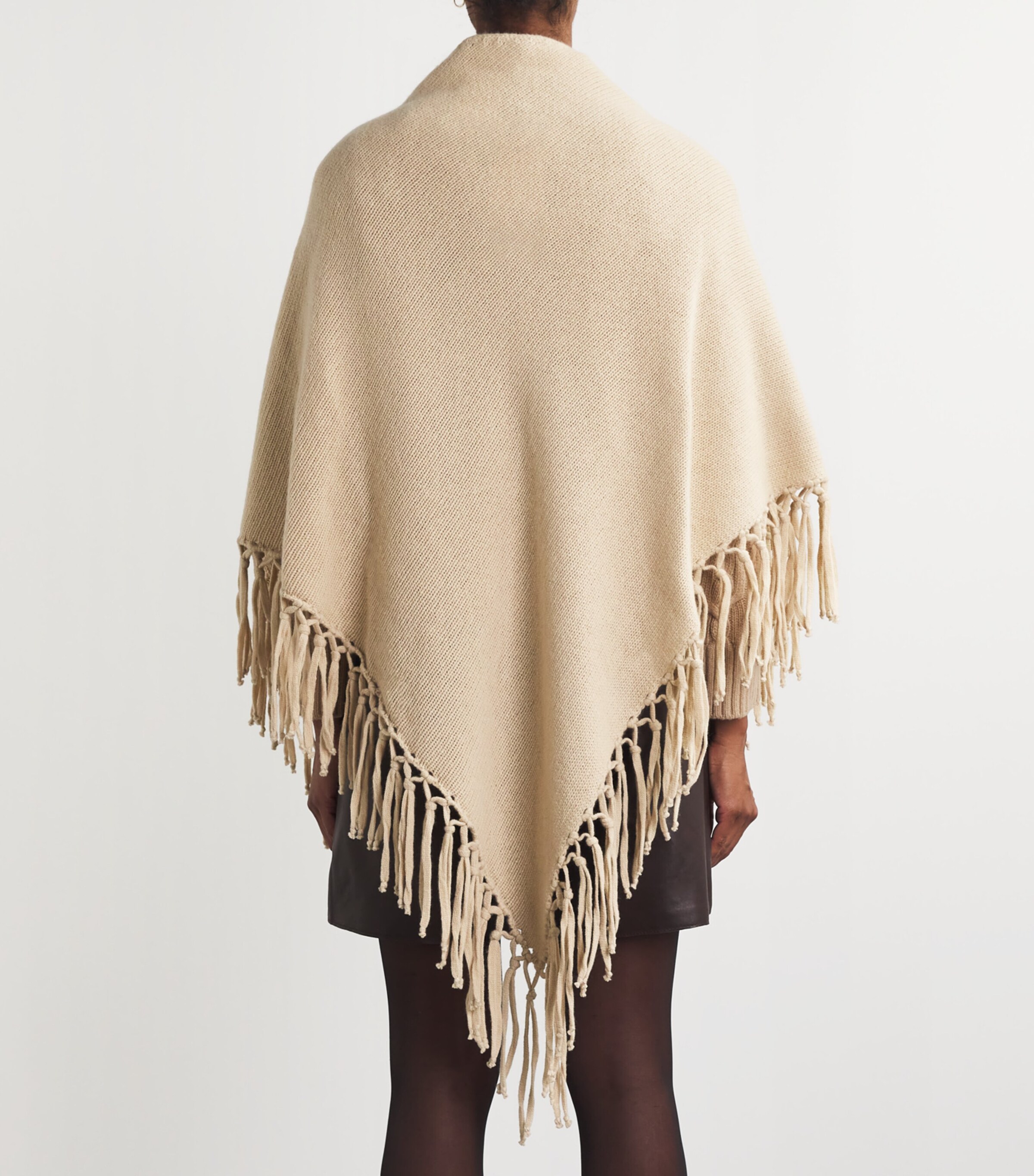 Weekend Max Mara Virgin Wool Fringed Shawl Beige Image 4