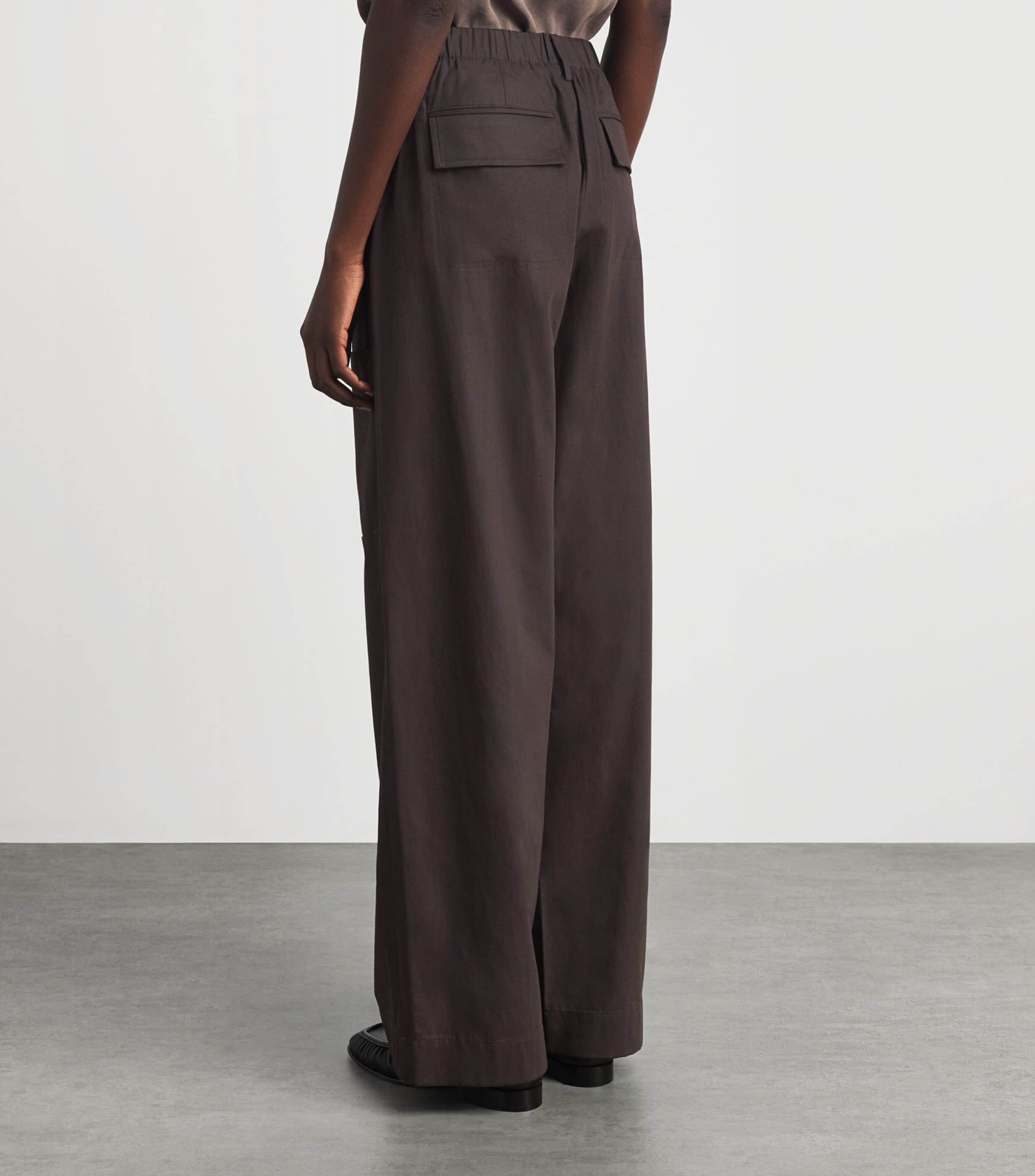 Vince Womens Stretch-Cotton Panelled Trousers Iron Image 5
