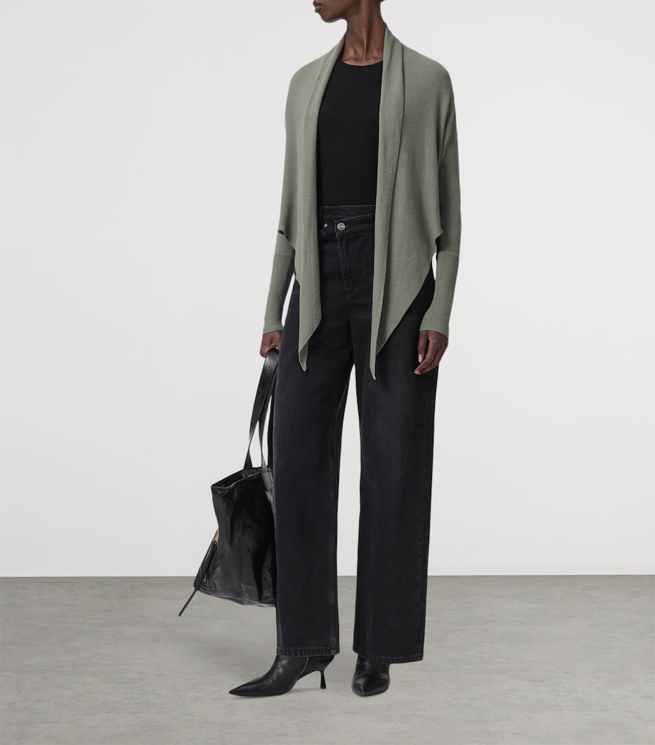 AllSaints Womens Wool Wasson Pirate Cardigan Laurel Green Image 7