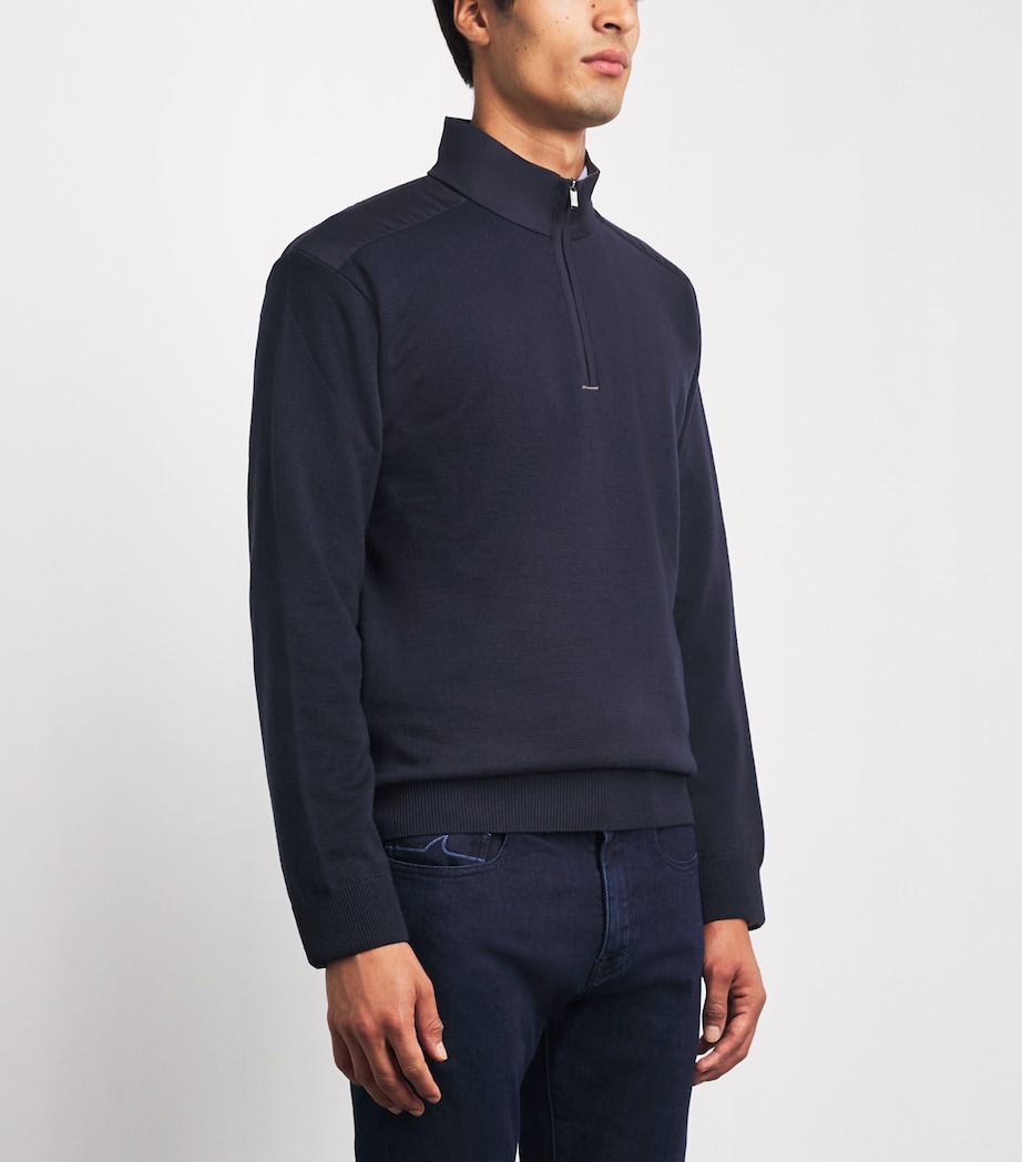 Paul & Shark Mens Virgin Wool Quarter-Zip Sweater Blu Scuro Tortra Image 4