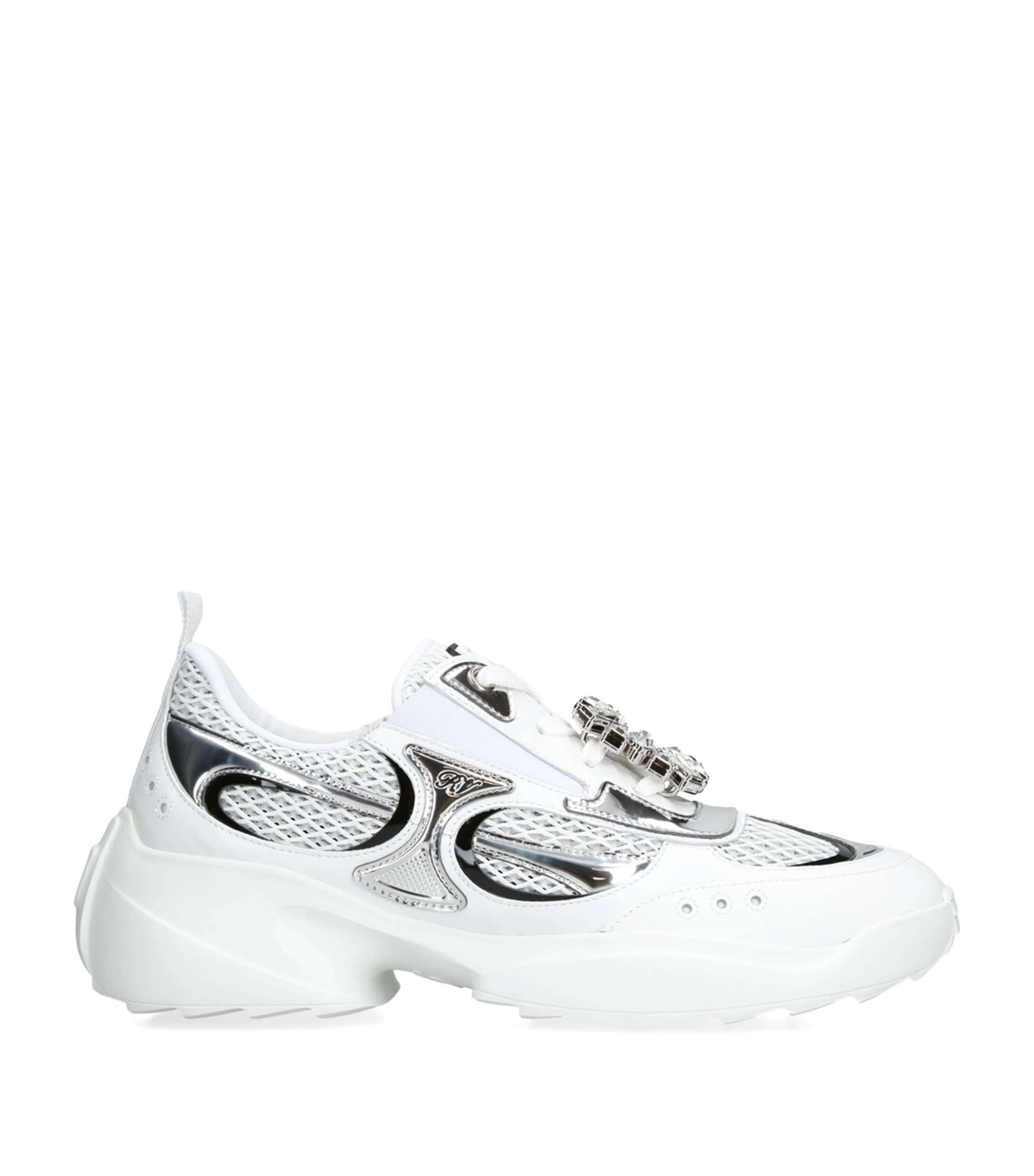Roger Vivier Strass Motor Run Sneakers In White