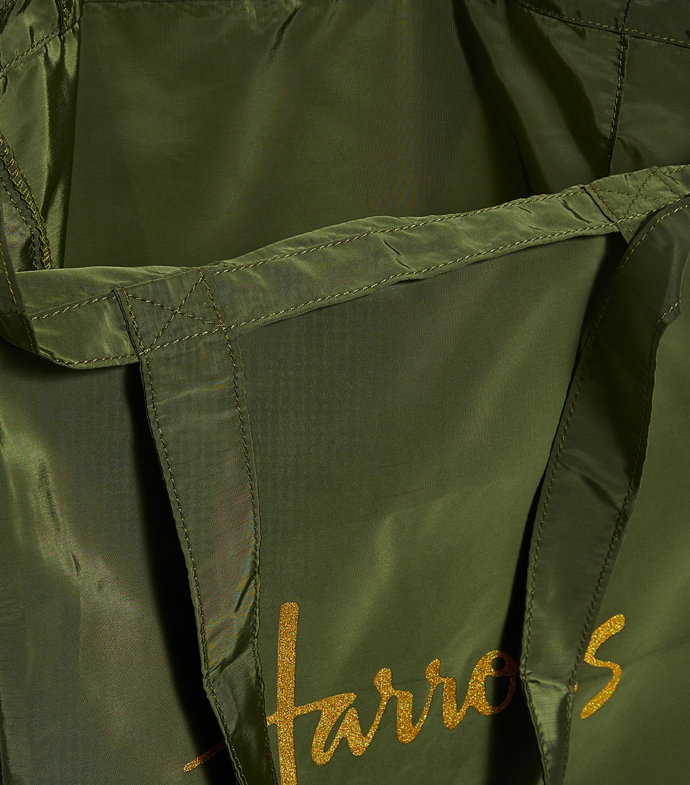 Harrods Recycled Logo Pocket Shopper Bag Green Image 5