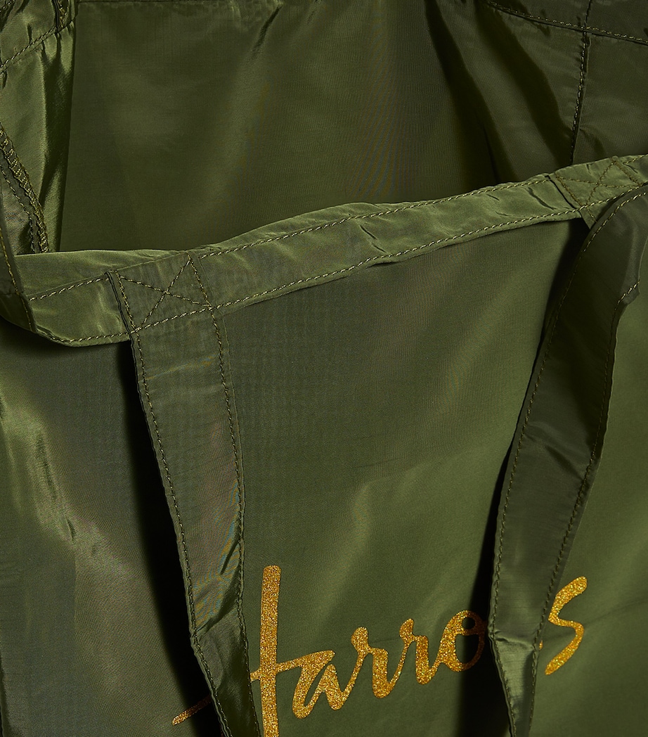 Harrods Recycled Logo Pocket Shopper Bag Green Image 5