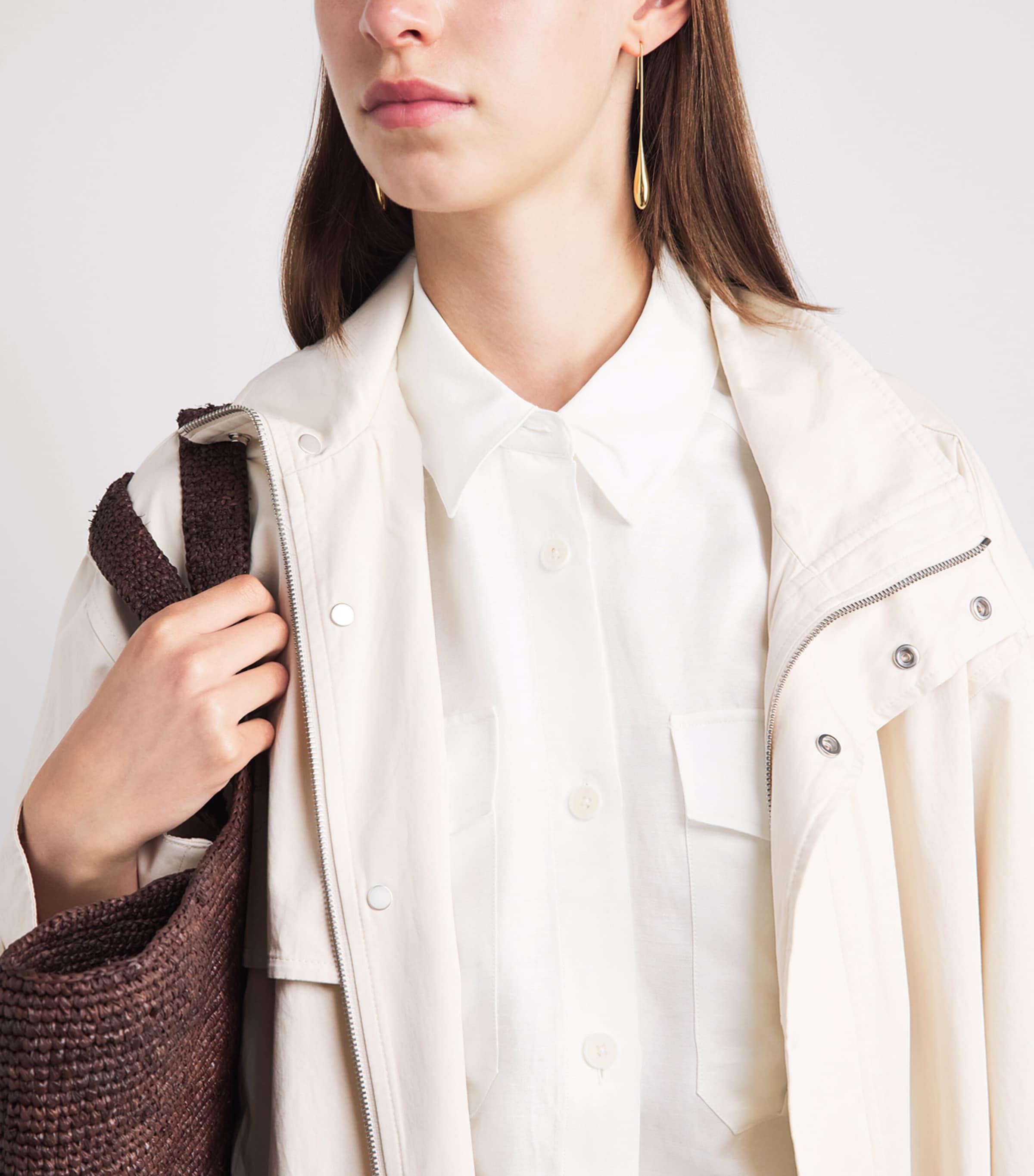 ANINE BING Womens Edith Cropped Shirt Ivory Image 3