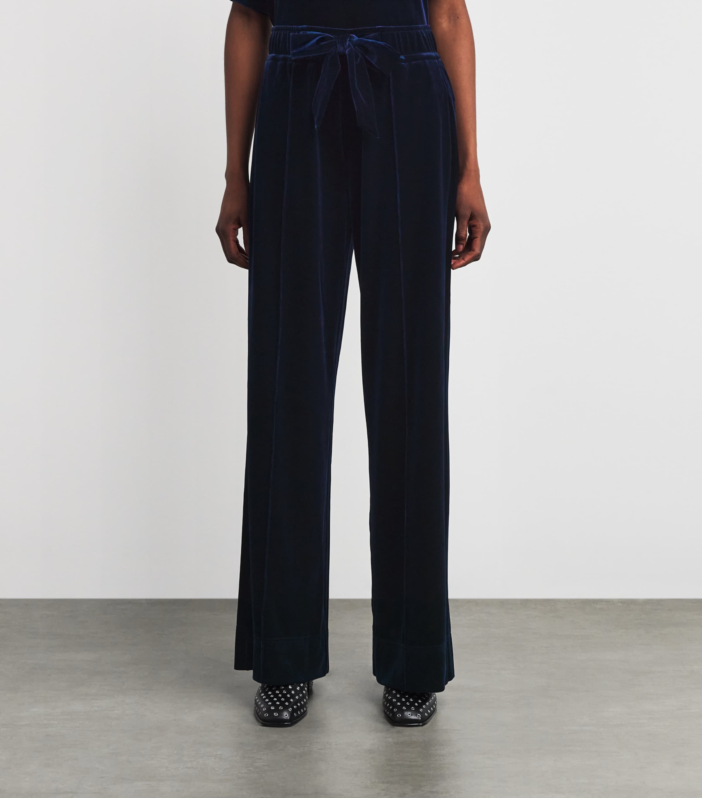 Velour Wide-Leg Trousers EVENING BLUE Image 3