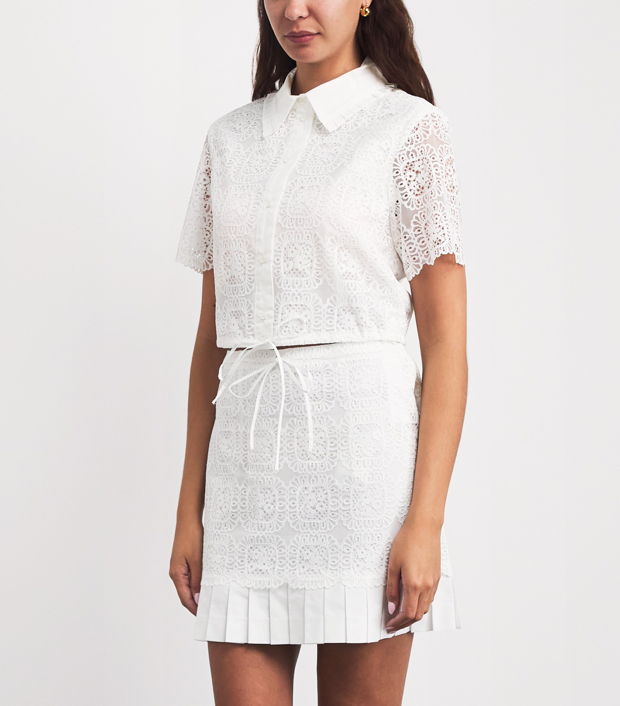 Claudie Pierlot Womens Lace Cropped Shirt White Image 4