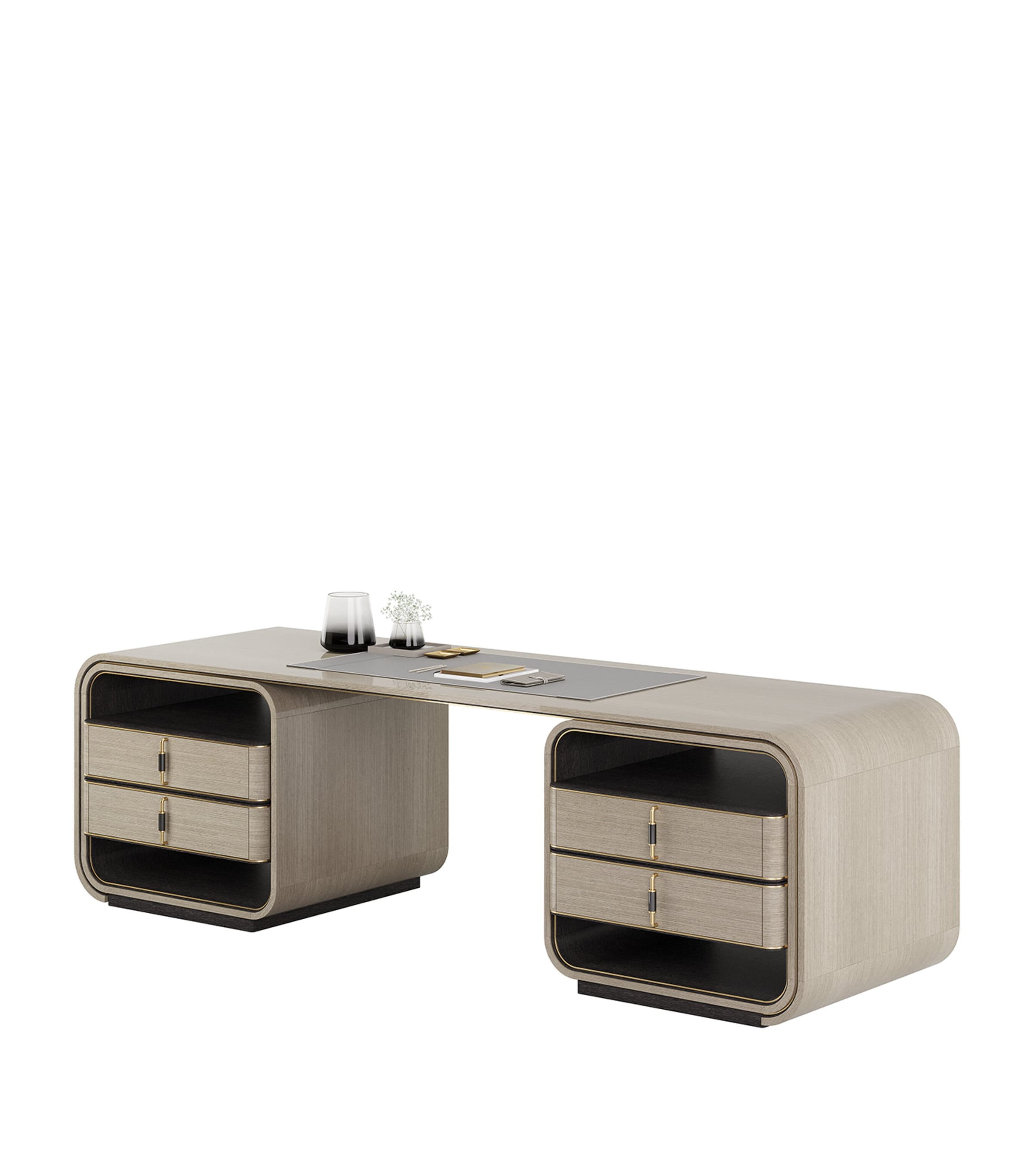 4-Drawer Colmar Desk BEIGE Image 2