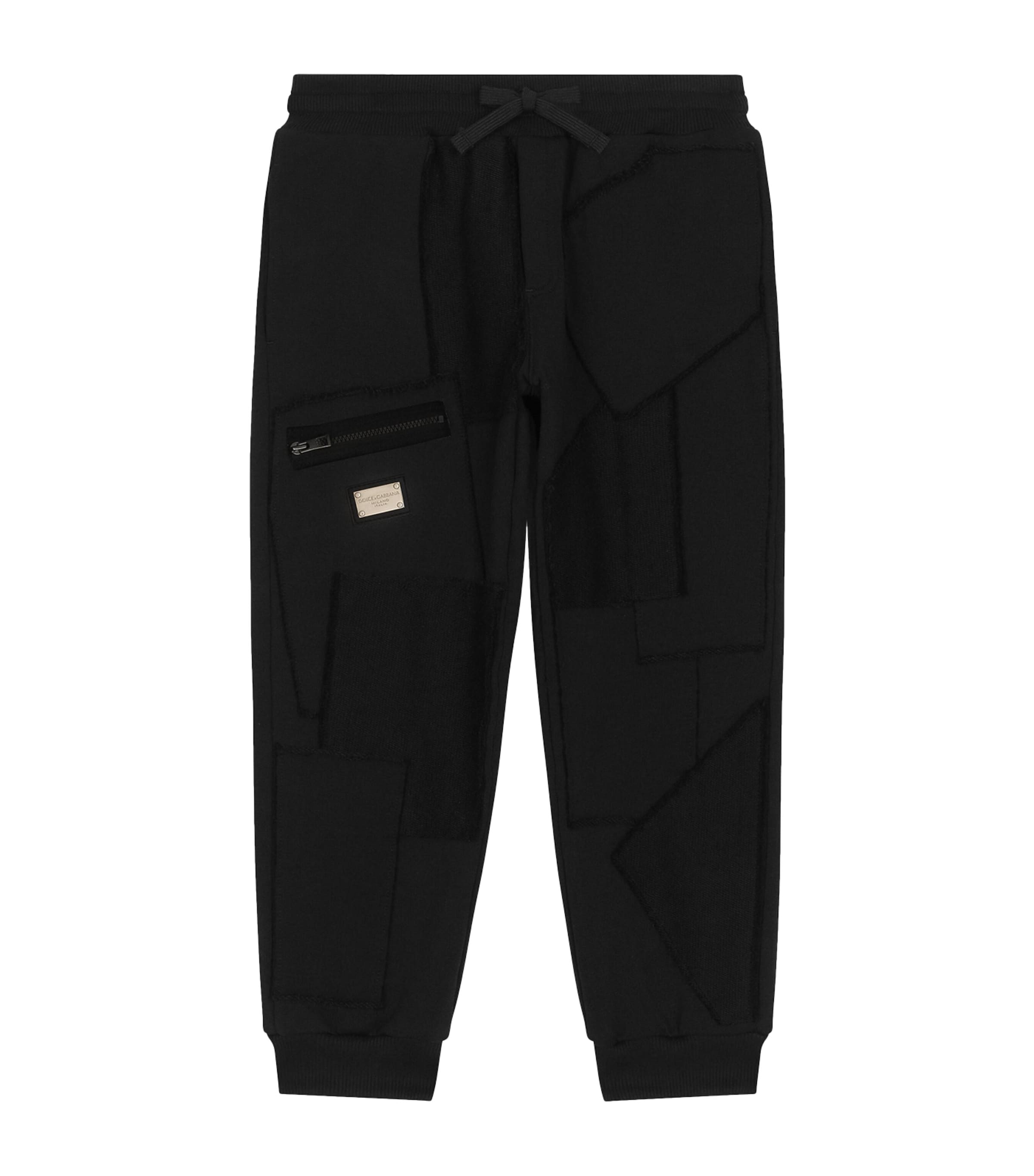 Dolce & Gabbana Kids' Logo-plaque Cotton Track Pants In Black