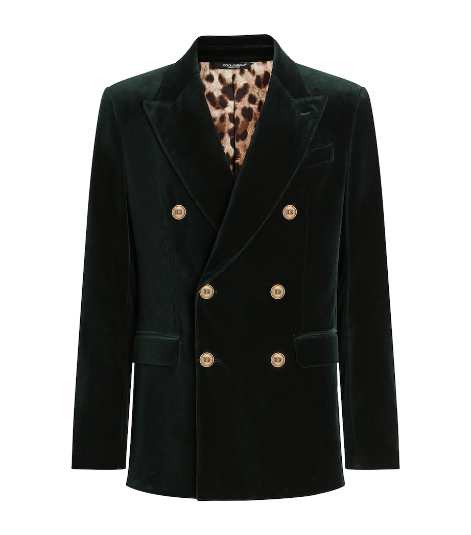 Velvet Double-Breasted Blazer V0707-DARK GREEN Image 1
