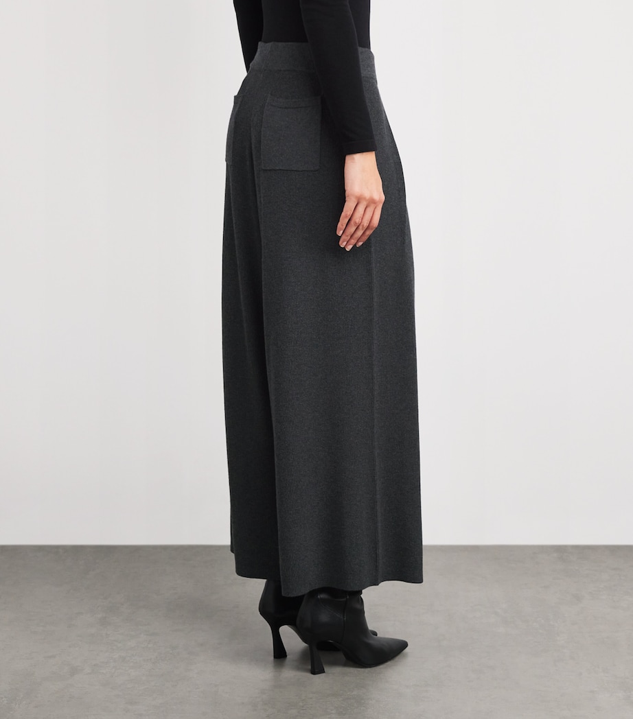 Stretch-Knit Milly Wide-Leg Trousers CHARCOAL GREY Image 4