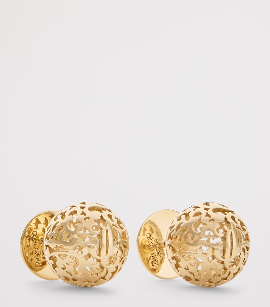 Jimmy Choo Lace Sphere Logo Stud Earrings Gold Image 2