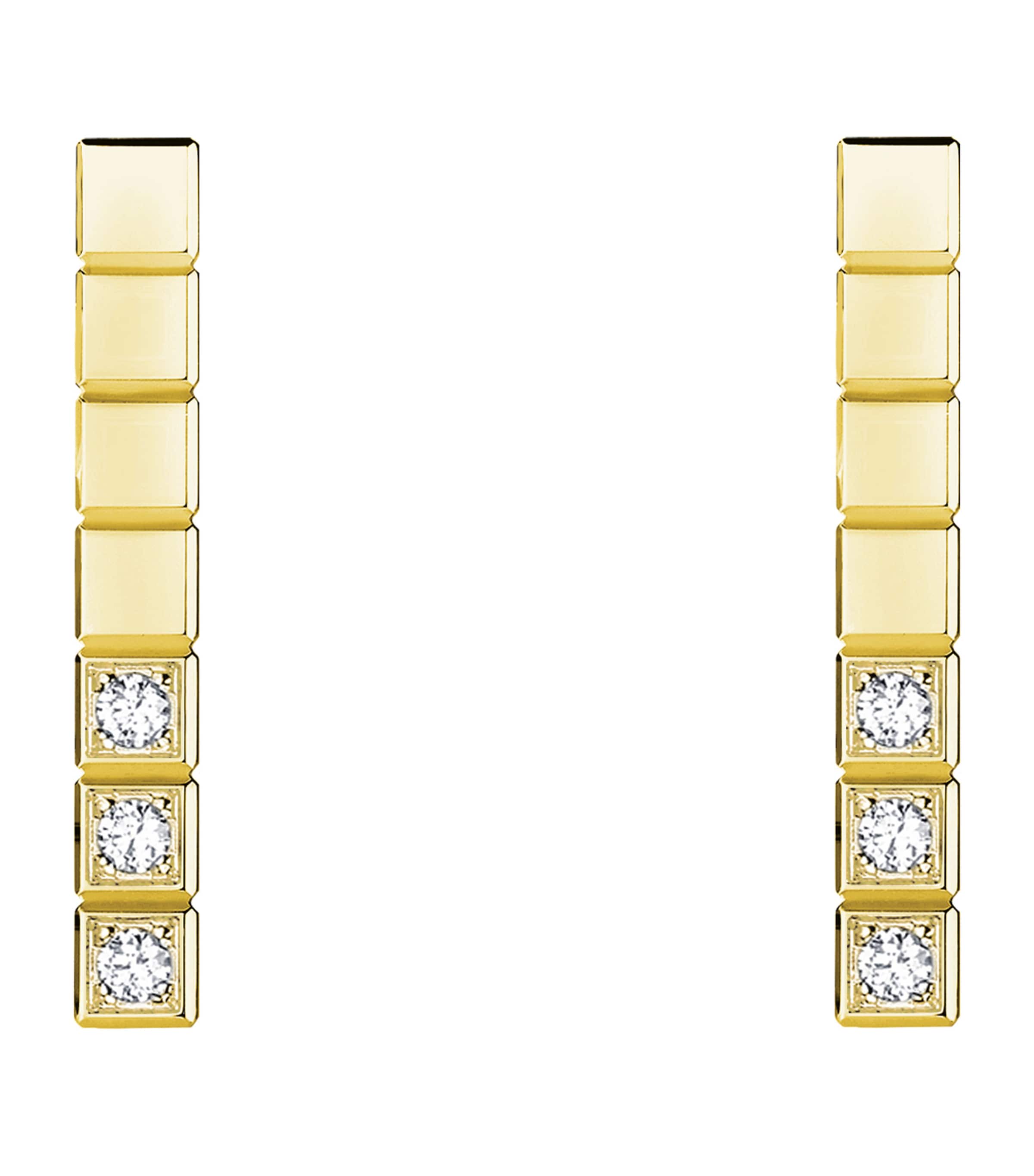 Chopard Yellow Gold And Diamond Ice Cube Pure Earrings In Gold