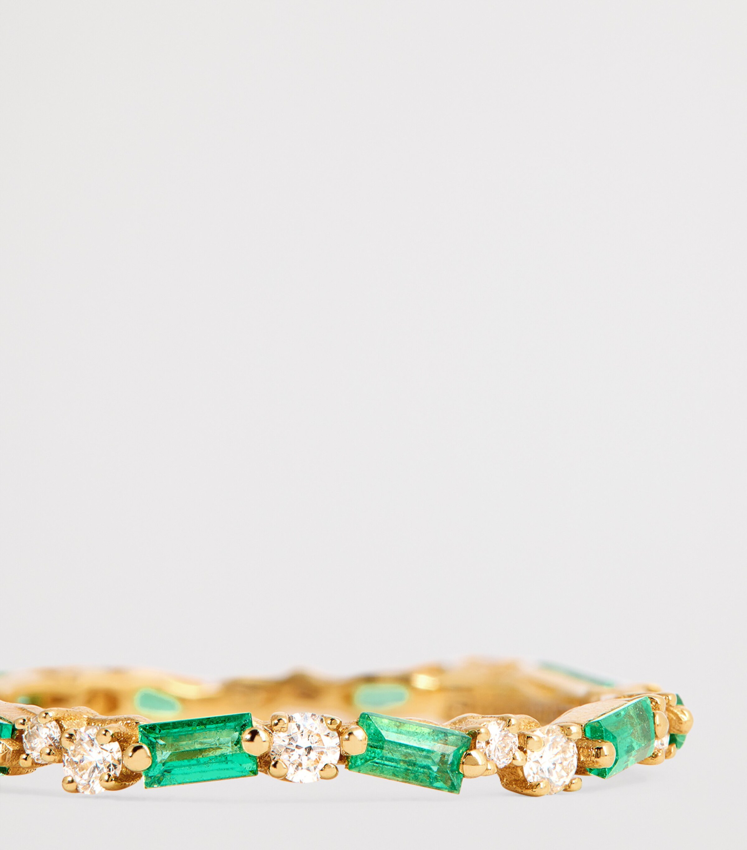 Suzanne Kalan Yellow Gold, Diamond and Emerald Thin Mix Eternity Ring Yg/emer Image 6