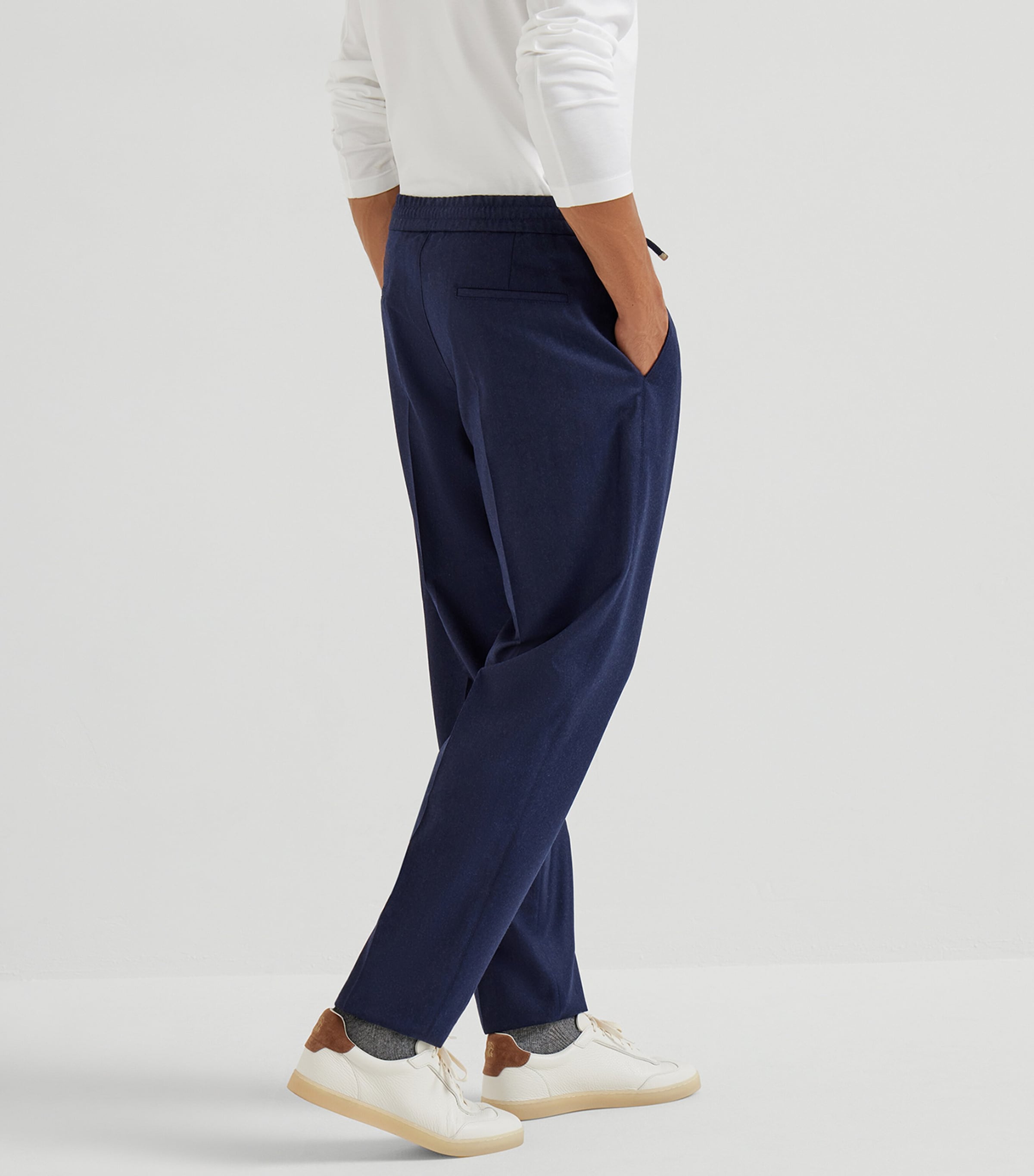 Virgin Wool Drawstring Leisure Trousers C396 Image 3