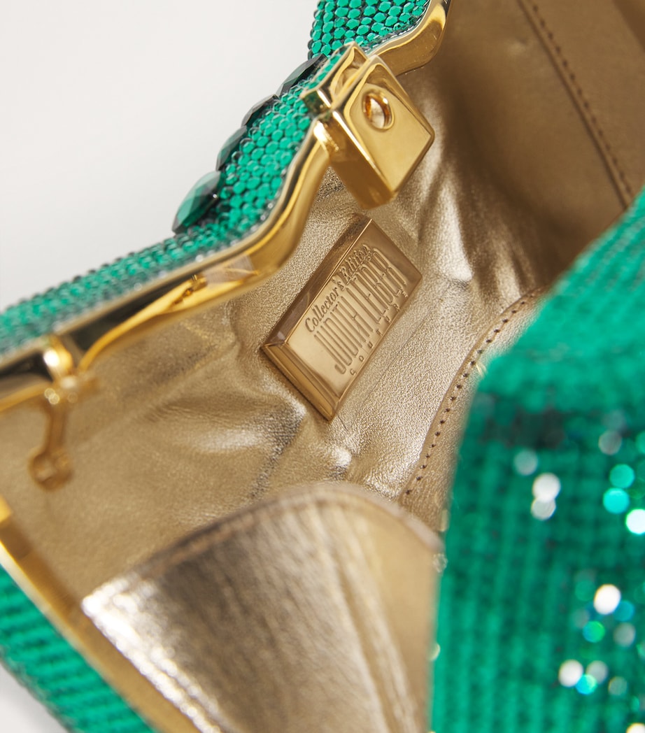 x Harrods EXCLUSIVE Embellished Just For You Bow Clutch Bag CEMER CHMPGN EMRLD Image 4