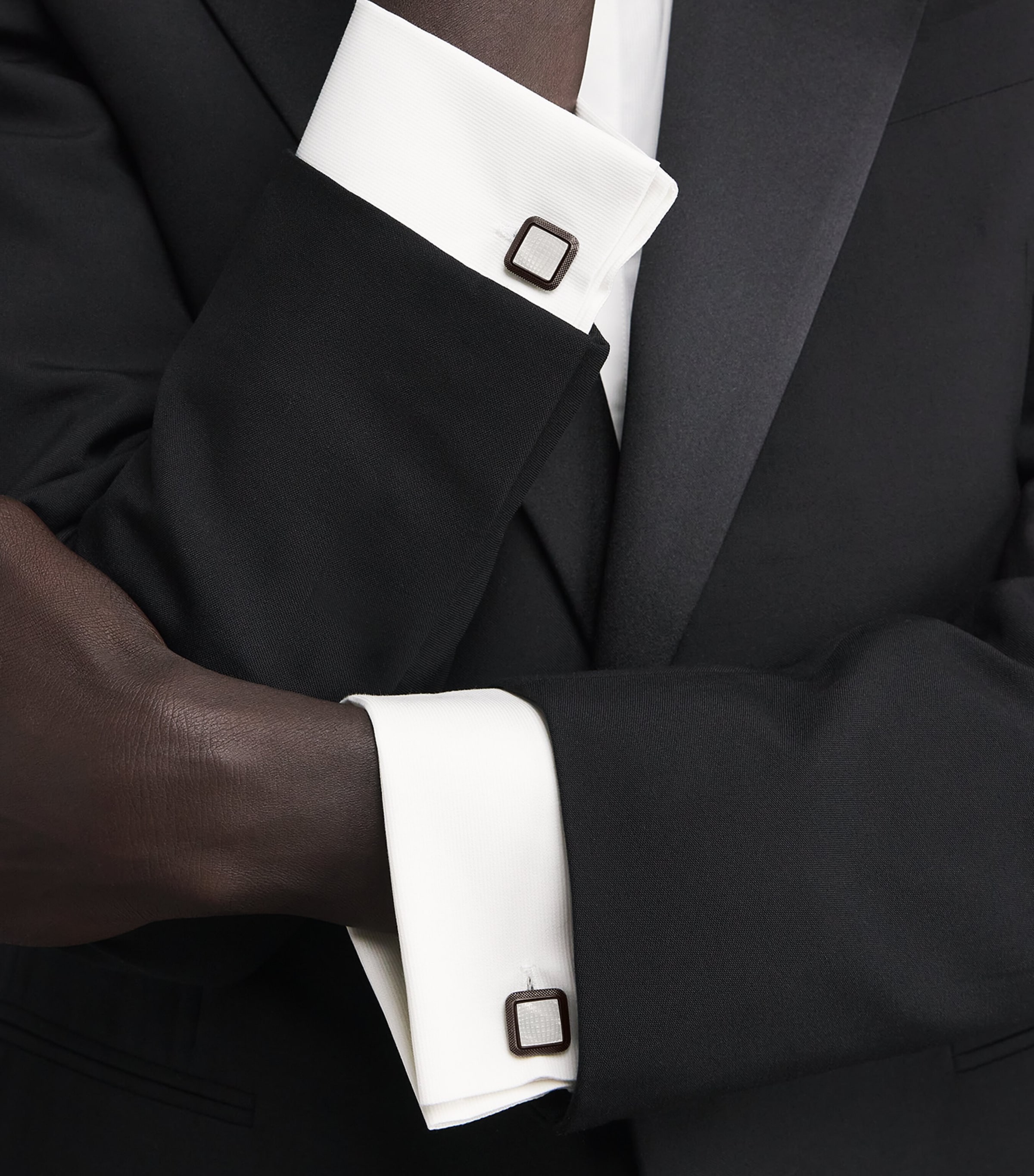 Spazio Square Mother-of-Pearl Cufflinks BLACK Image 5