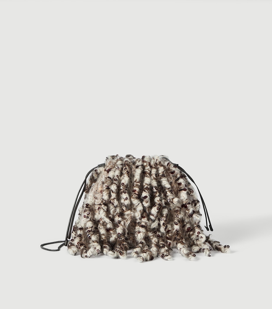 Brunello Cucinelli Leather Embroidered Dazzling Twist Pouch Bag Image 2