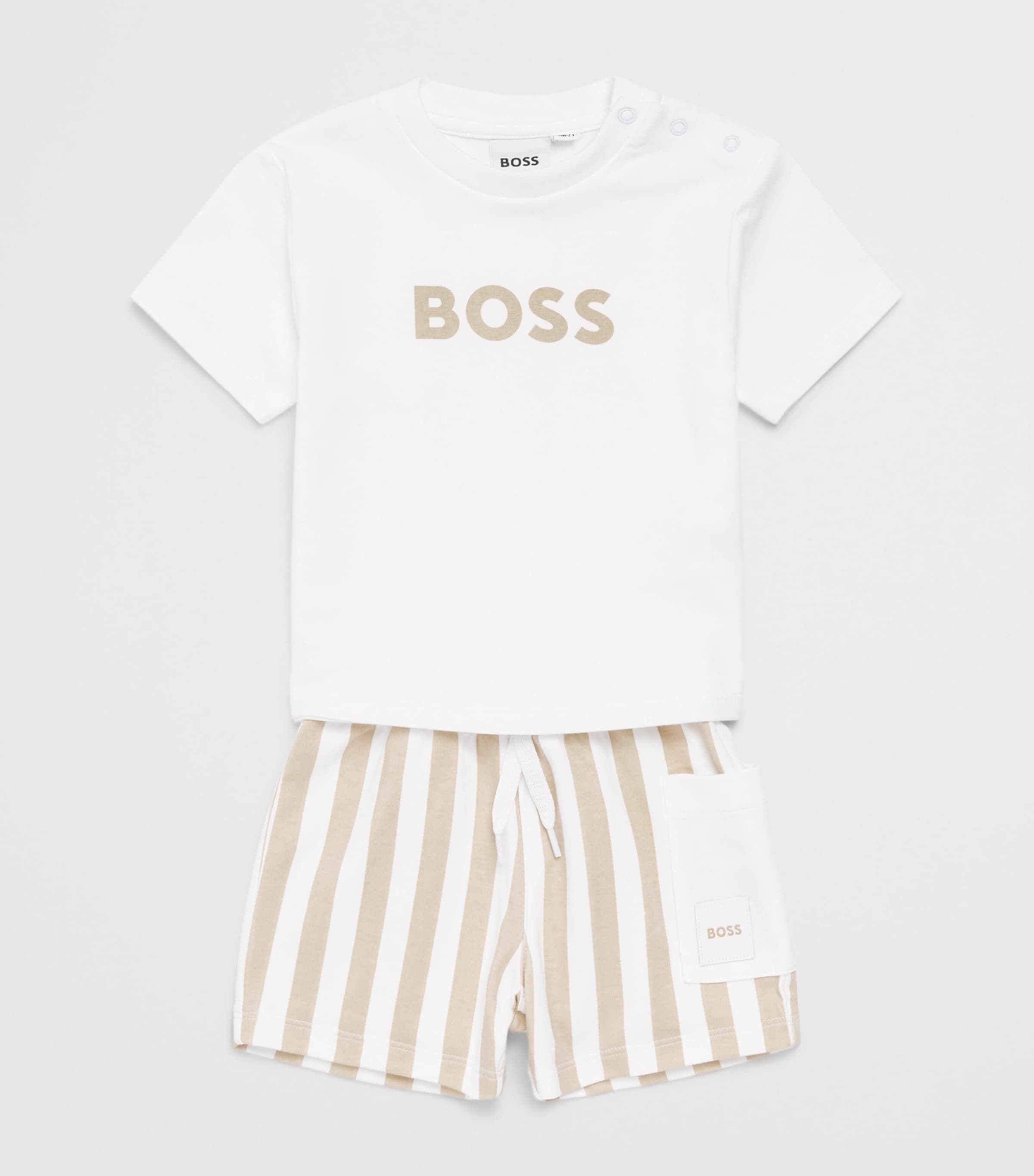 BOSS Kidswear Logo T-Shirt and Stripe Shorts Set (3-18 Months) Image 3