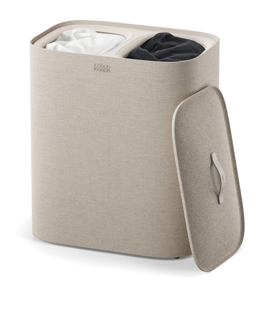 Joseph Joseph Total 2 Twin Laundry Basket (90L) Pale Mushroom Image 2