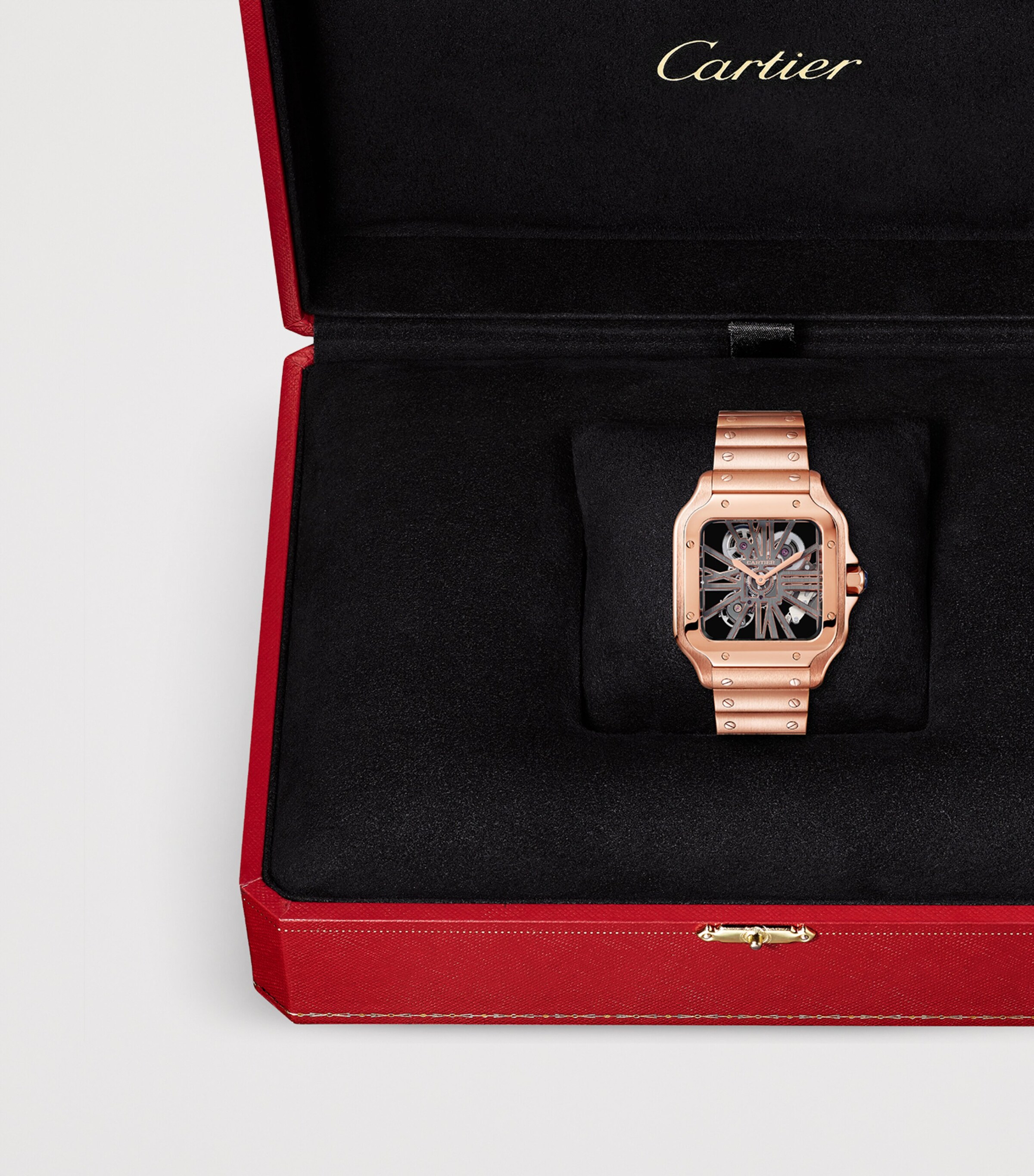 Cartier Large Rose Gold Santos de Skeleton Watch 28mm Rose Gold Image 7