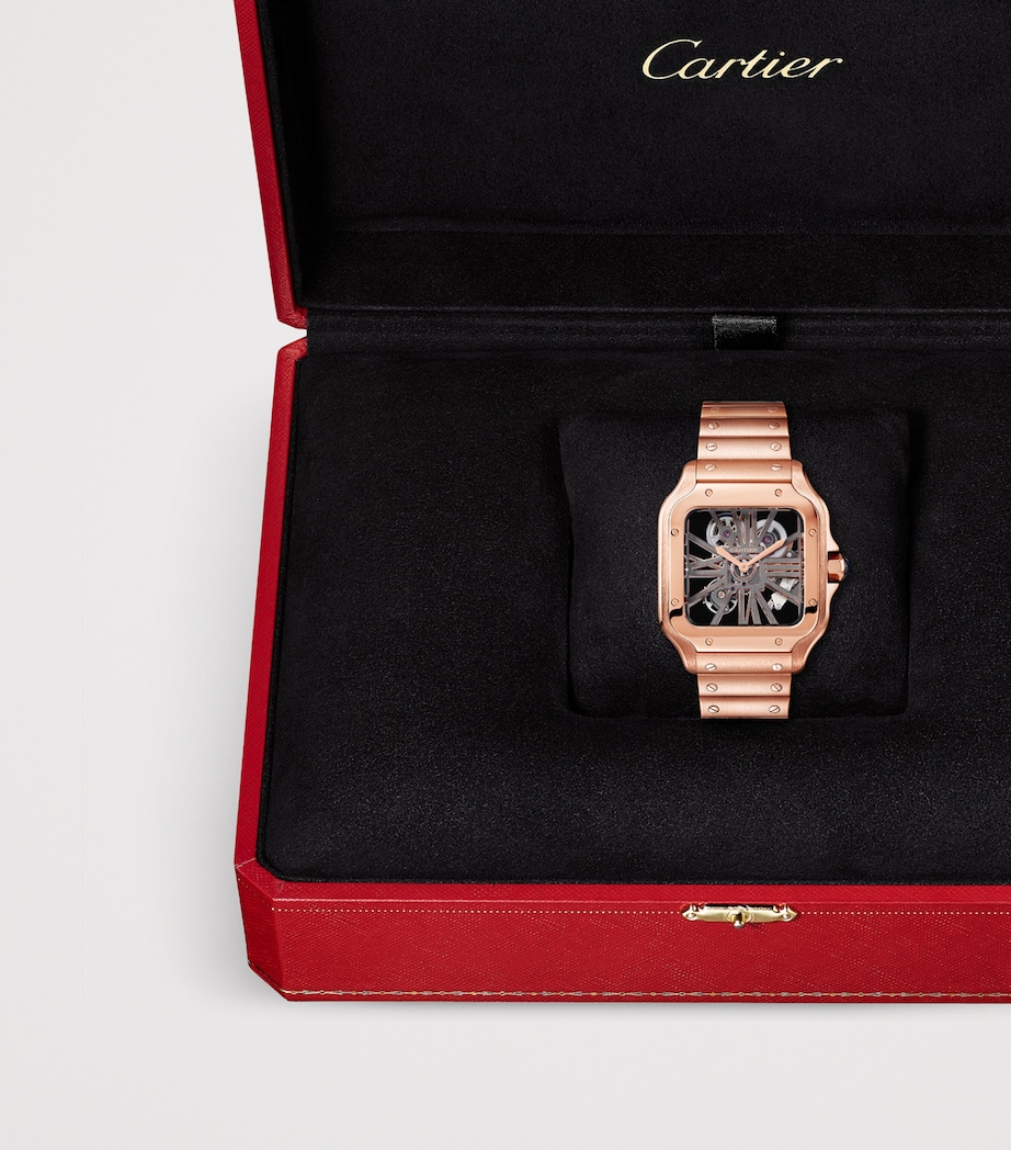 Large Rose Gold Santos de Skeleton Watch 28mm ROSE GOLD Image 7