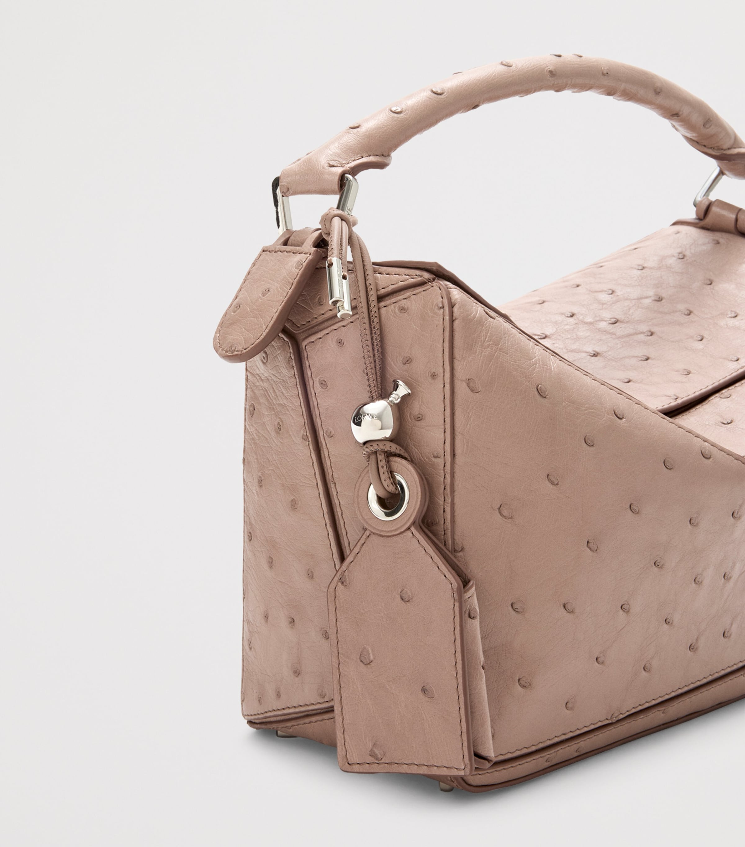 Small Leather Puzzle Top-Handle Bag TAUPE Image 9