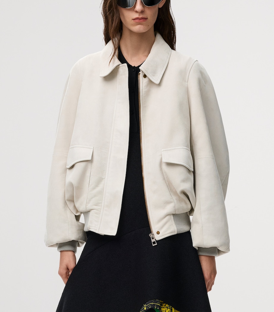 Leather-Blend Bomber Jacket LIGHT GREY Image 3