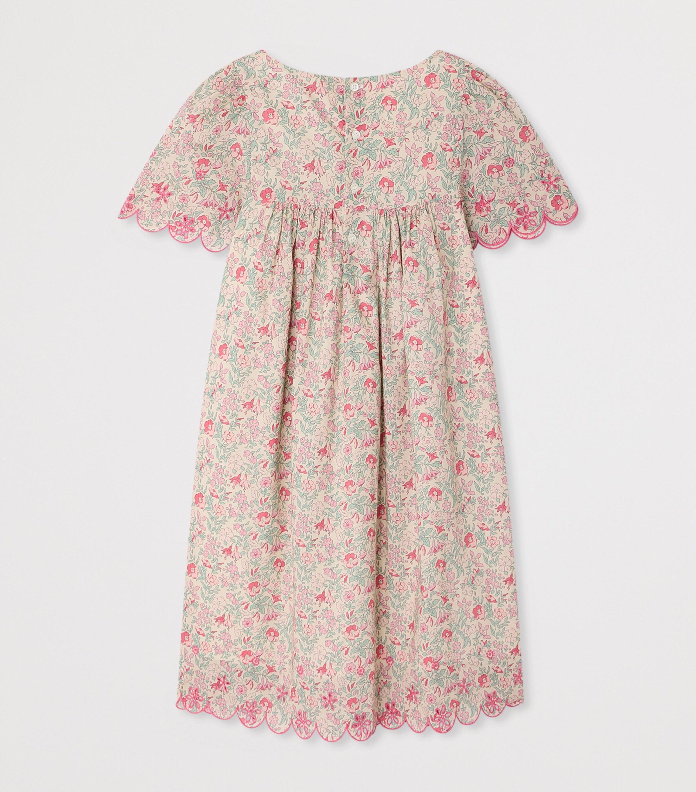 Bonpoint Cotton Floral Lysiane Dress (10-14 Years) Fl Framboise Image 2