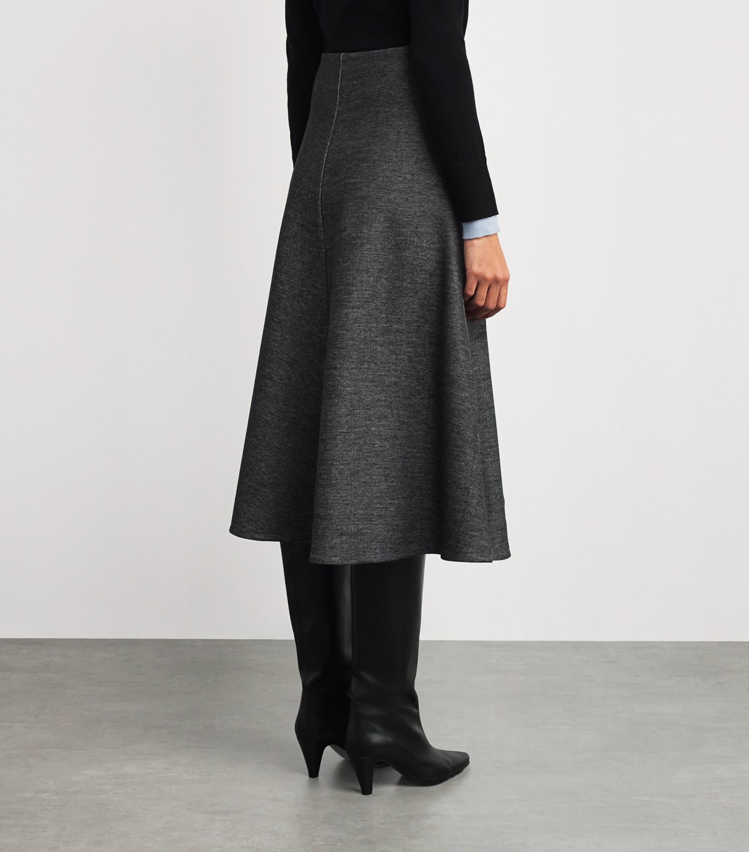 Jersey Flared Midi Skirt DARK GREY Image 4