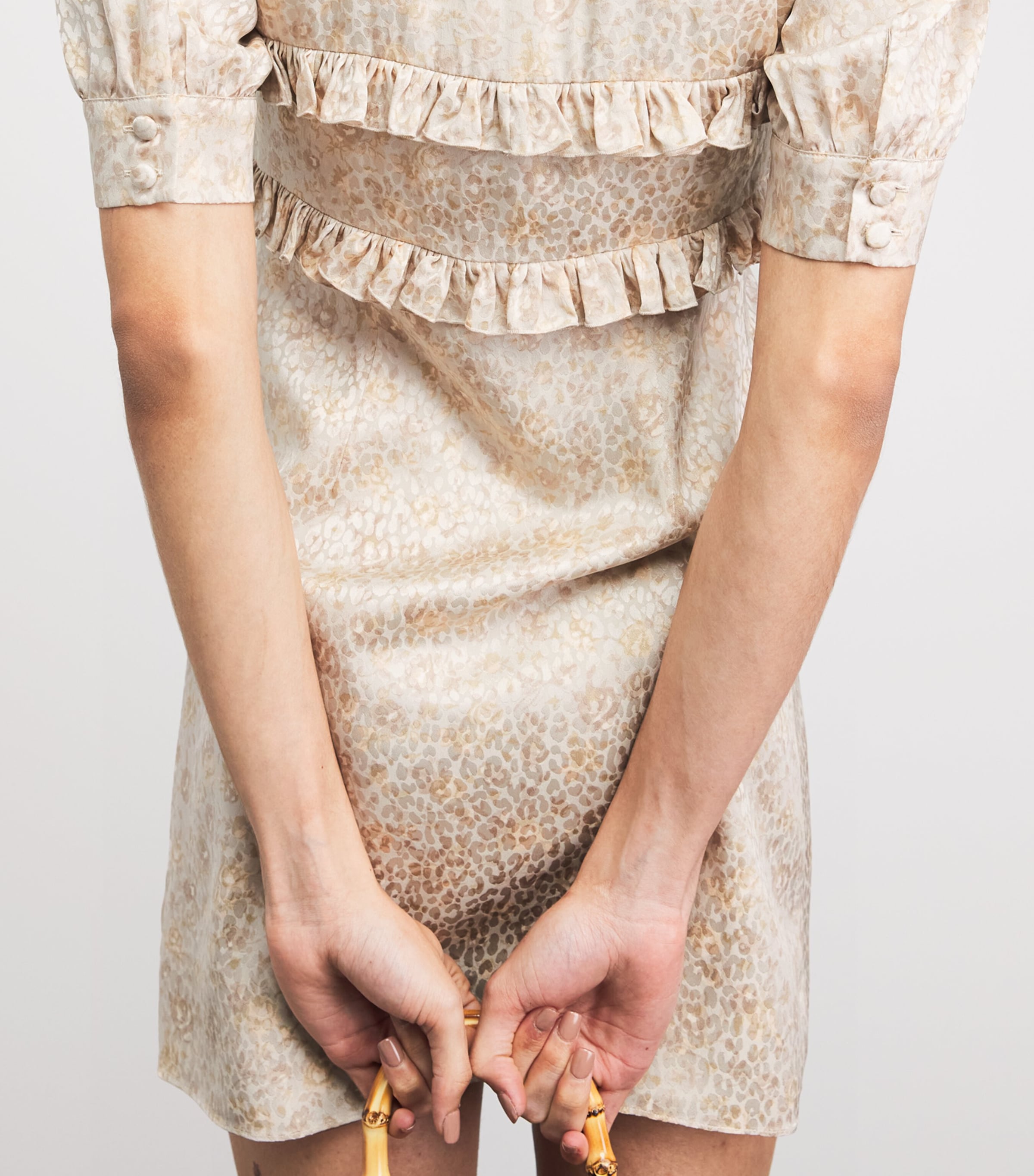 Alessandra Rich Womens Silk Jacquard Mini Dress Cream Image 5