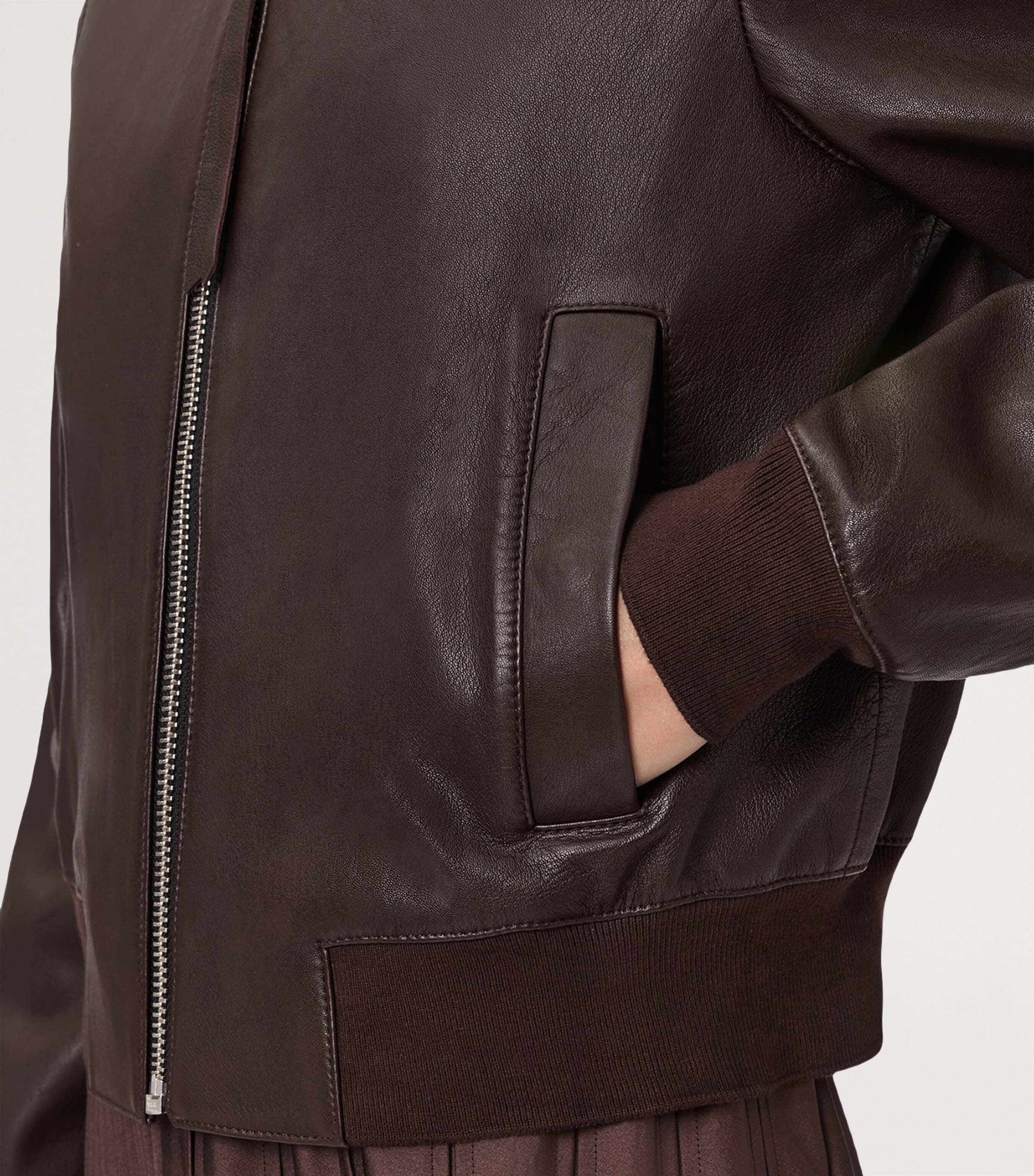 Leather Orten Bomber Jacket OXBLOOD RED Image 7