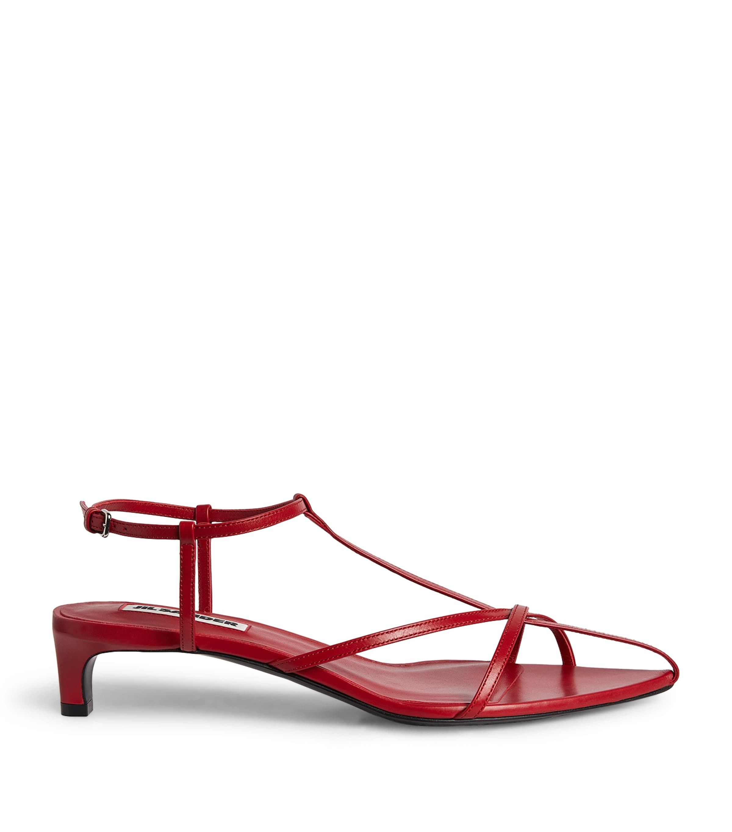 Jil Sander Leather Strappy Heeled Sandals 36 In Red