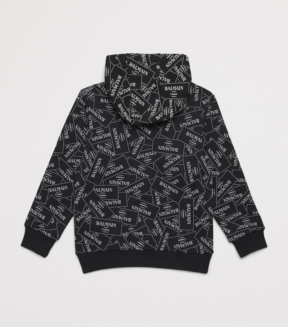 Cotton Label Print Hoodie (4-14 Years) 930BCBLACK/WHITE Image 2