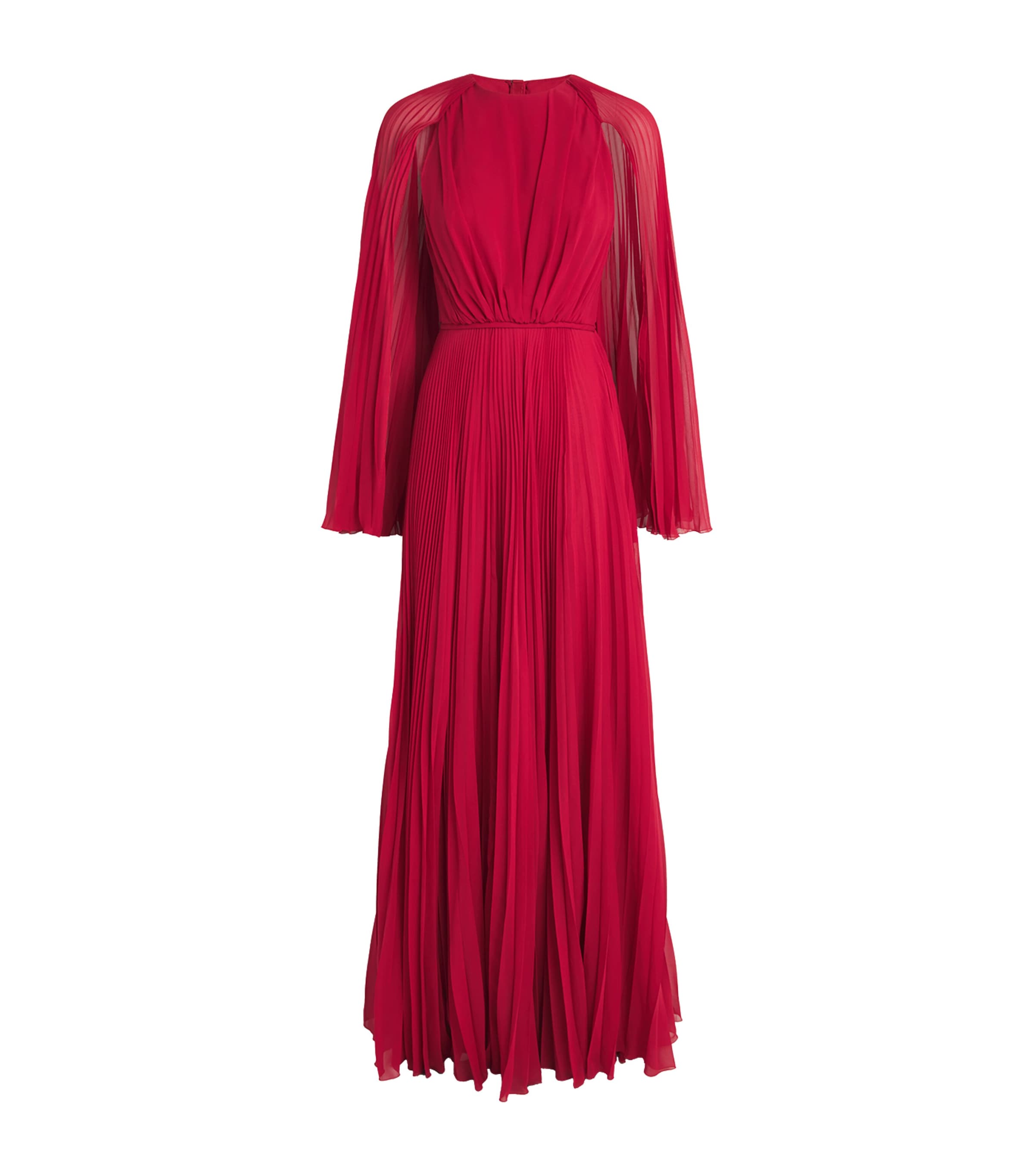 Giambattista Valli Pleated Cape-detail Dress In Red