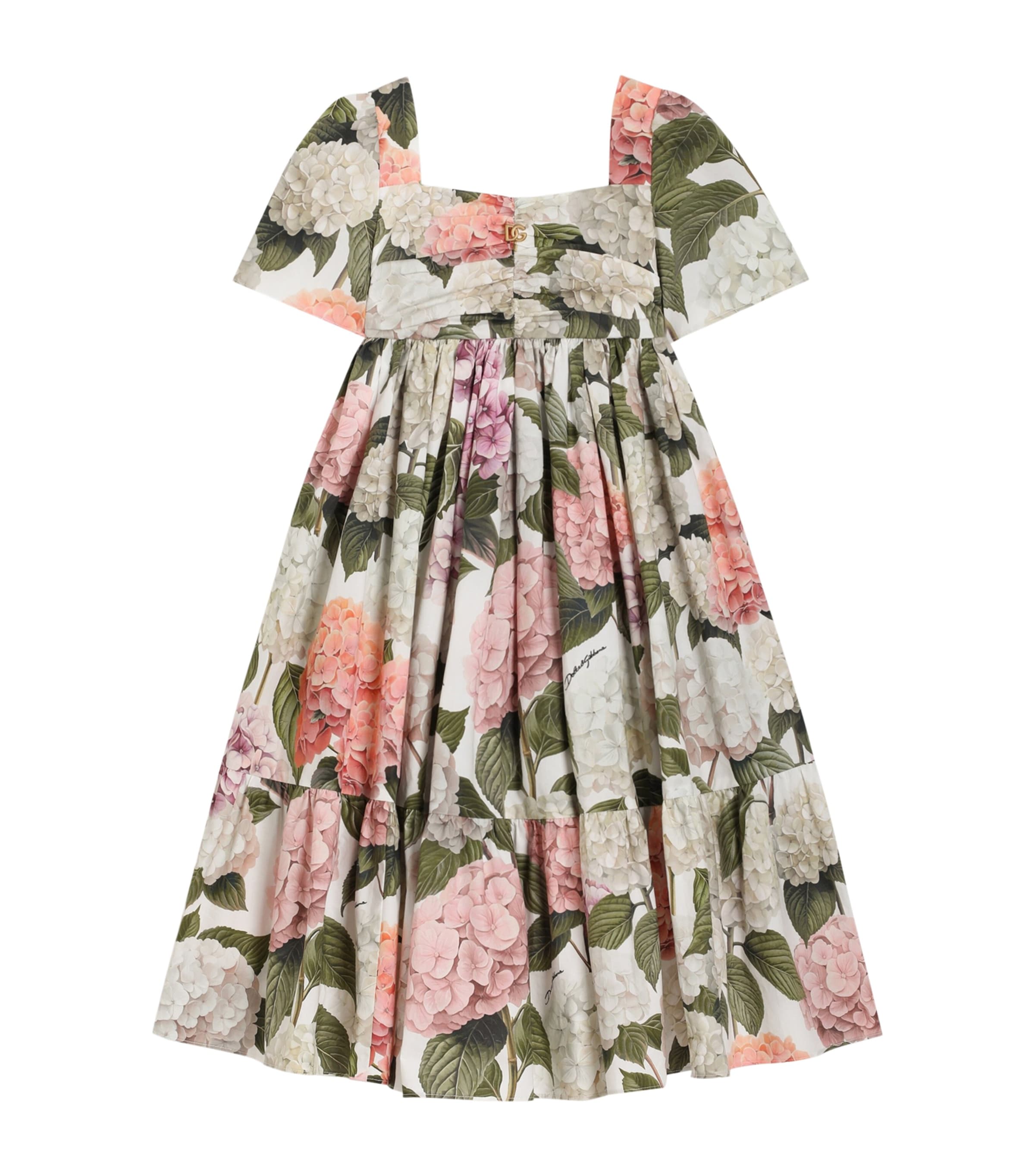 Dolce&Gabbana Kids Short-Sleeve Floral Dress (8-12+ Years) Ortensie Fdo B Image 1